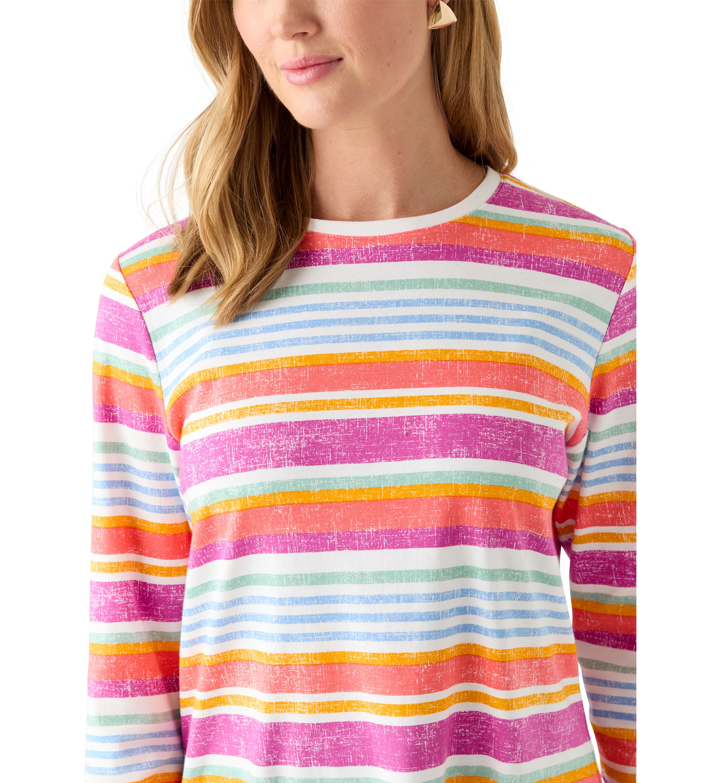 Petite 3/4 Sleeve Striped Shirt