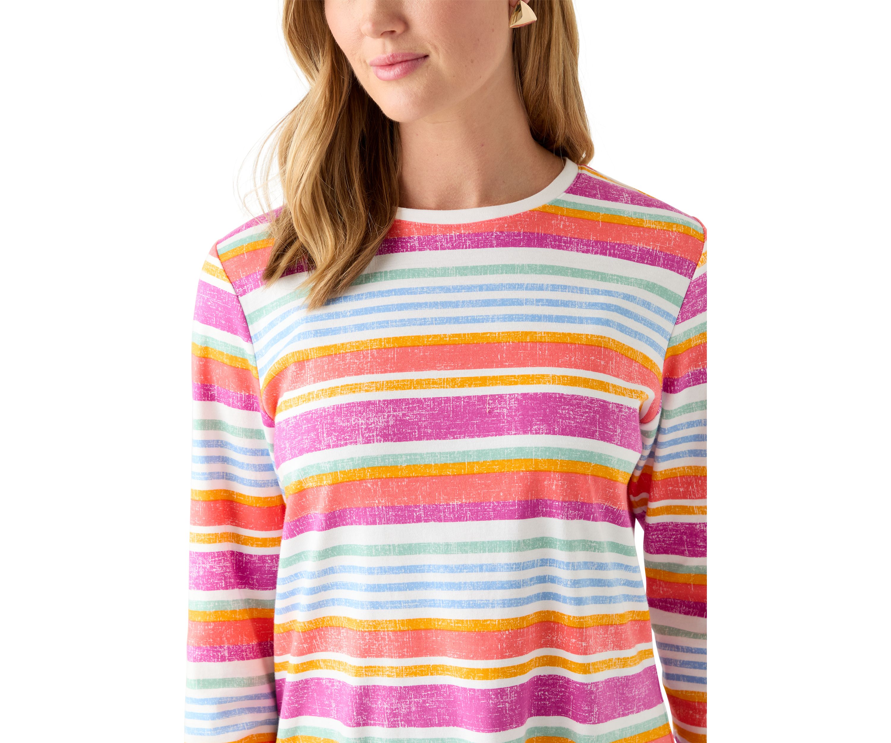 Petite 3/4 Sleeve Striped Shirt