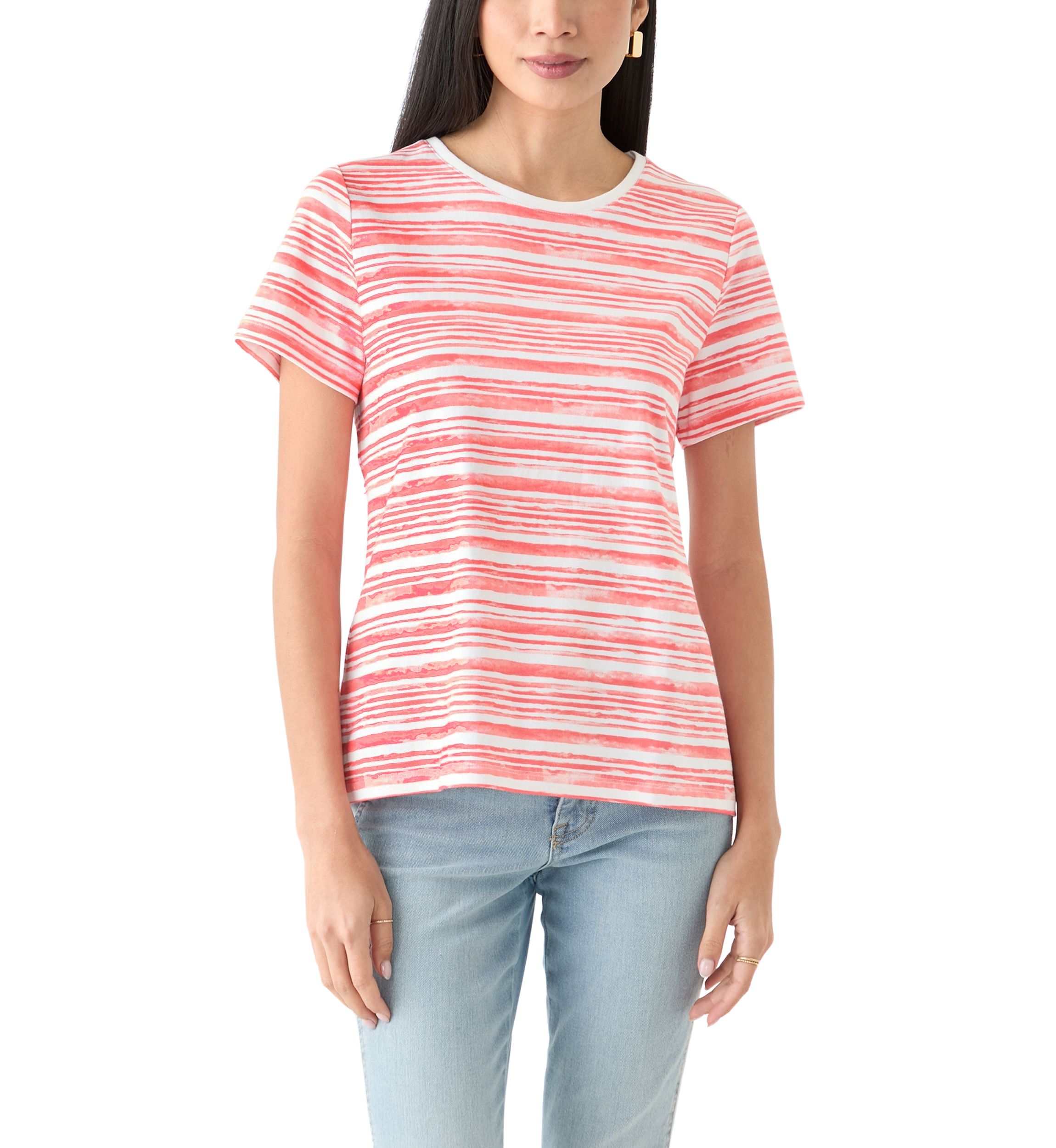 Petite Short Sleeve Striped T-Shirt
