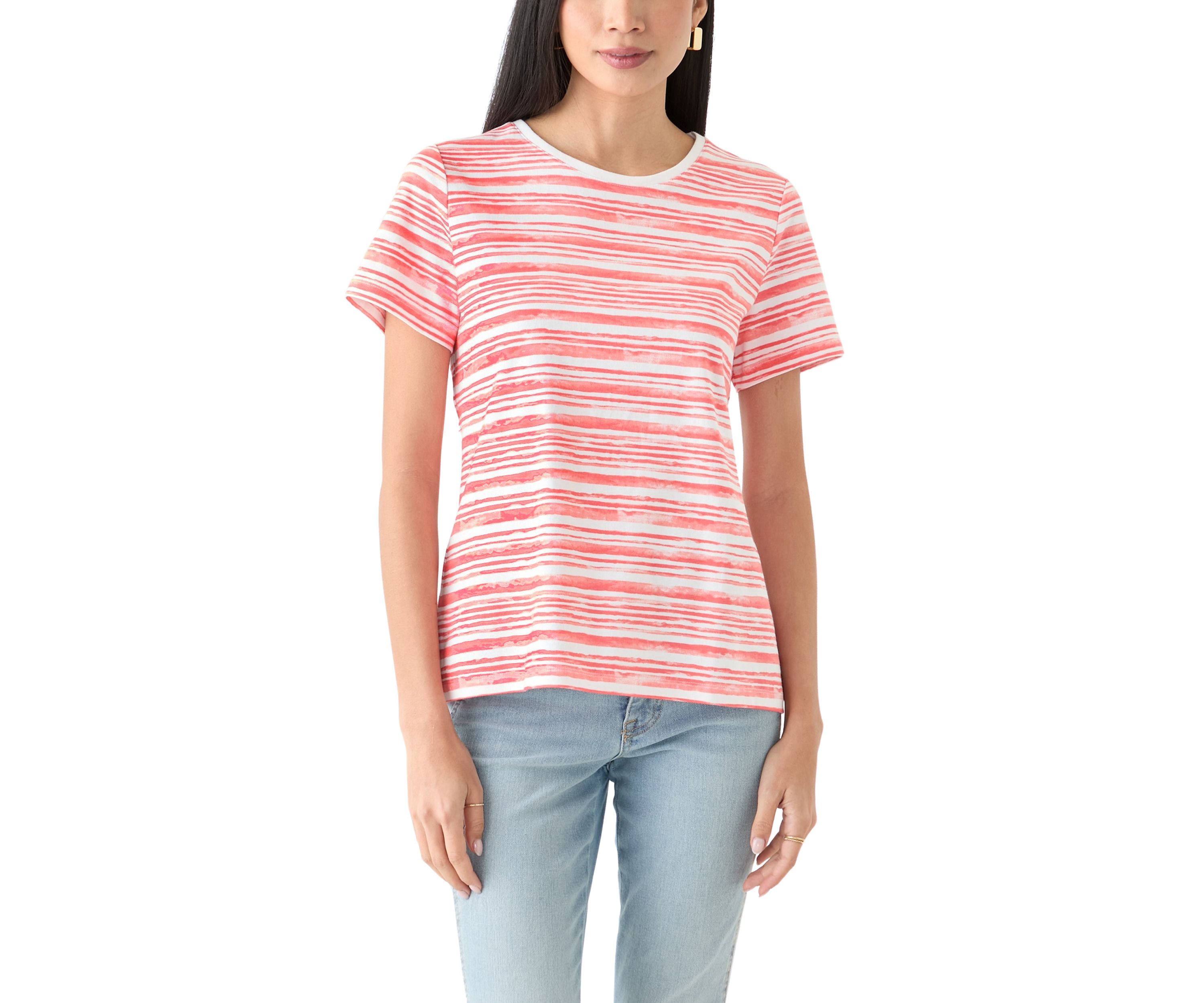 Petite Short Sleeve Striped T-Shirt