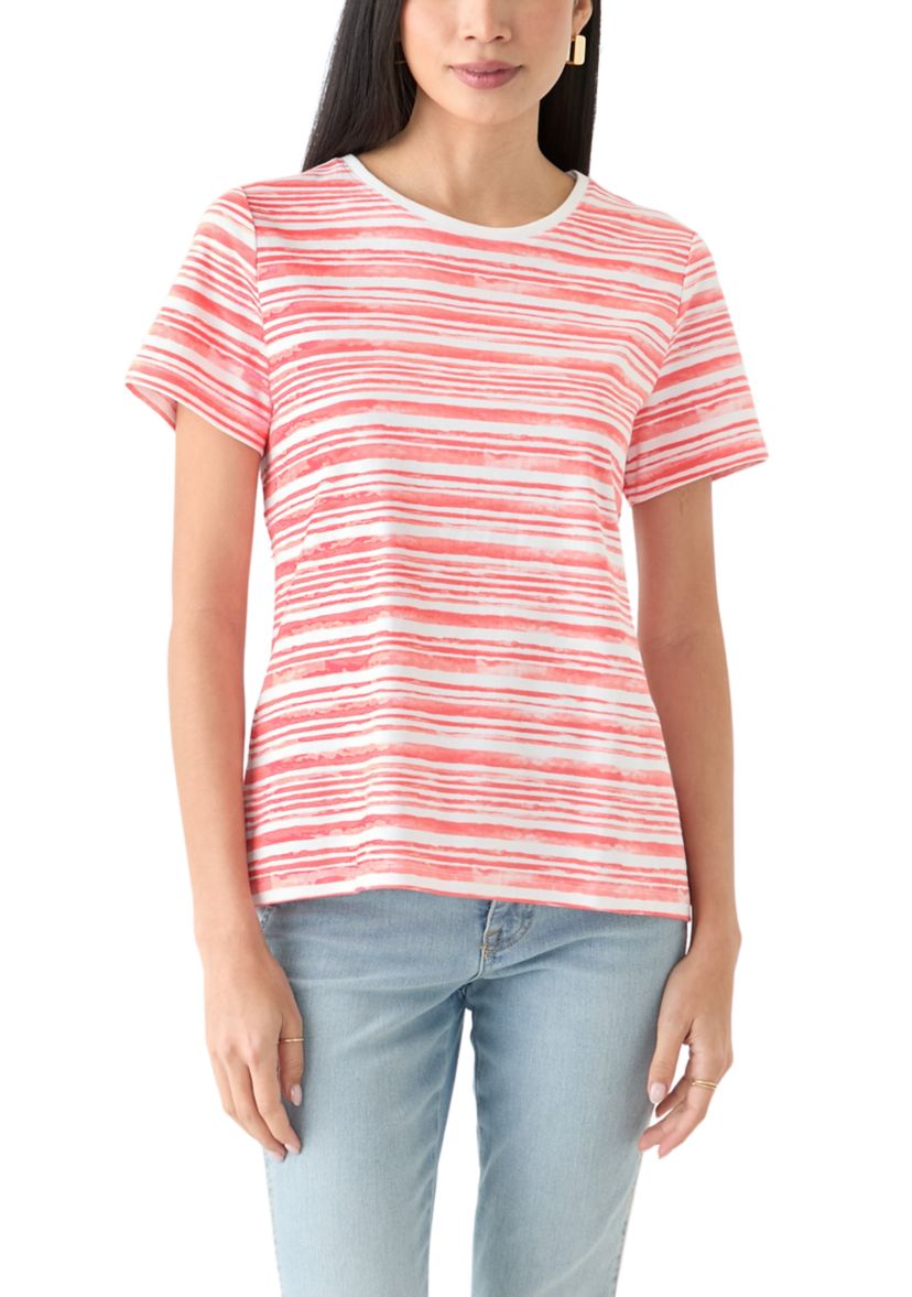 Petite Short Sleeve Striped T-Shirt