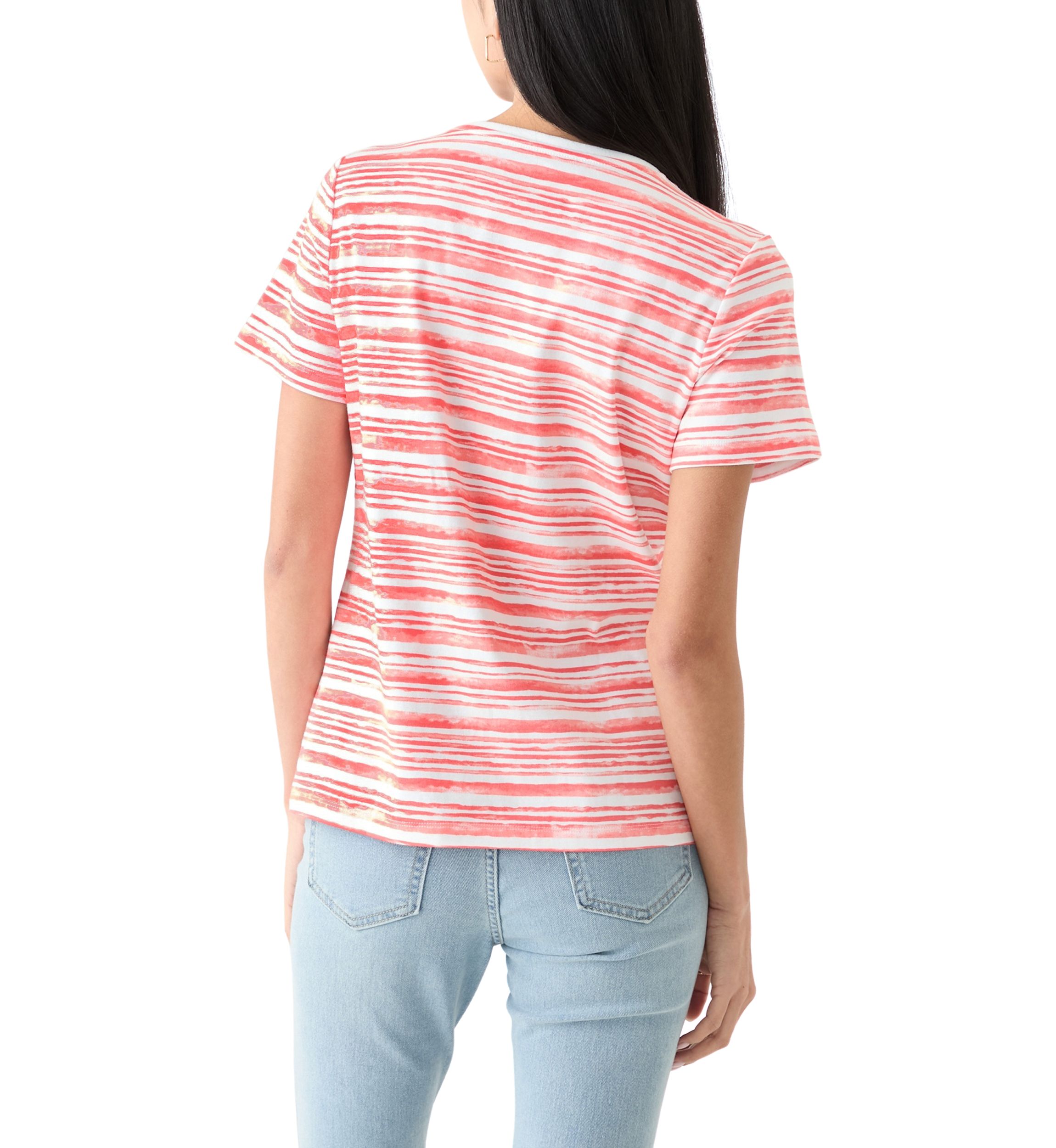Petite Short Sleeve Striped T-Shirt