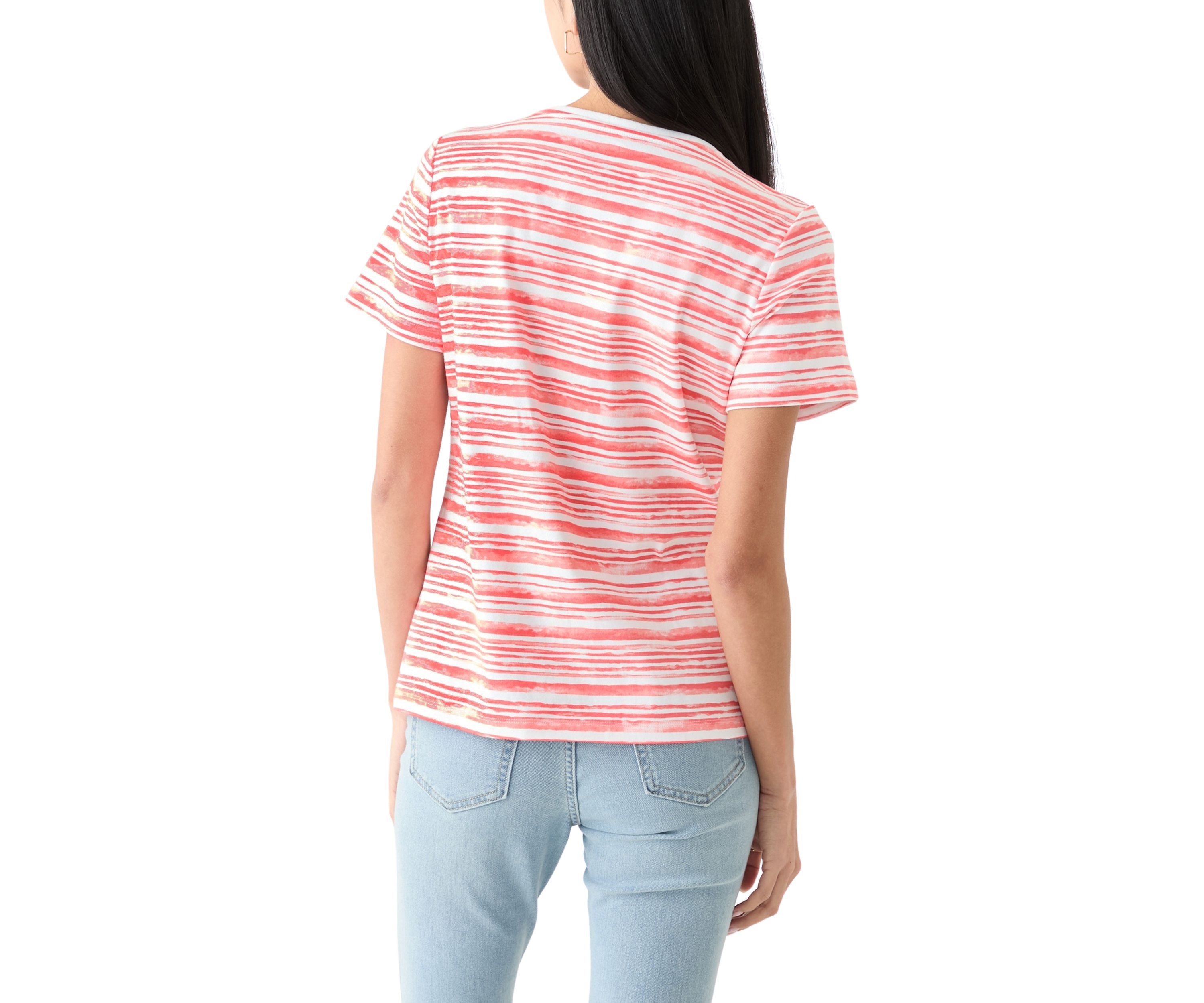 Petite Short Sleeve Striped T-Shirt