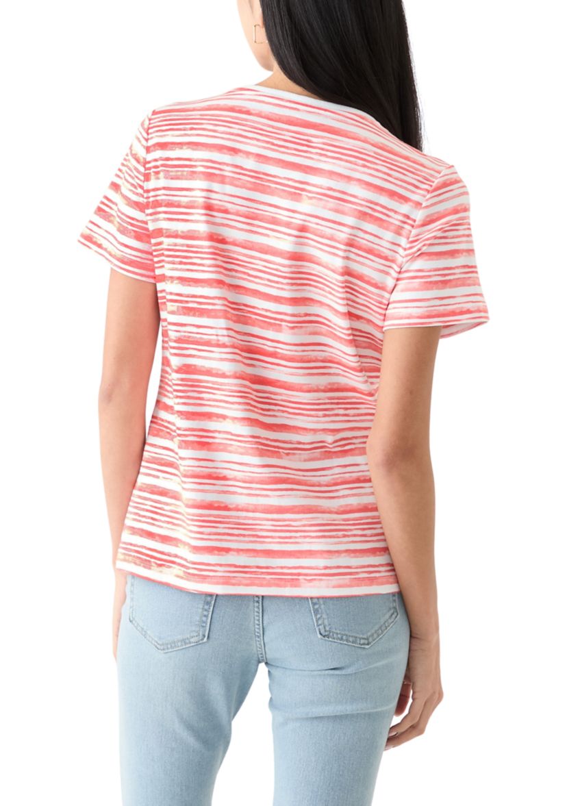 Petite Short Sleeve Striped T-Shirt