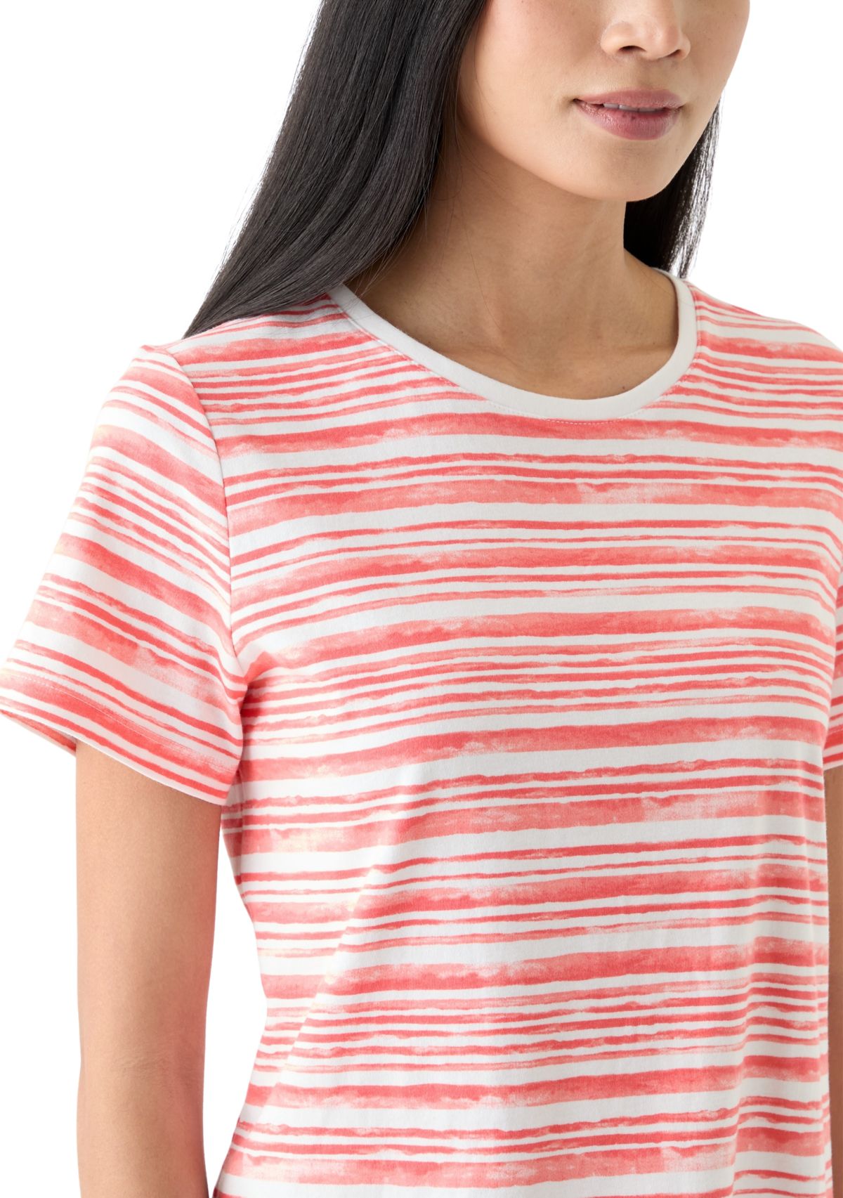 Petite Short Sleeve Striped T-Shirt