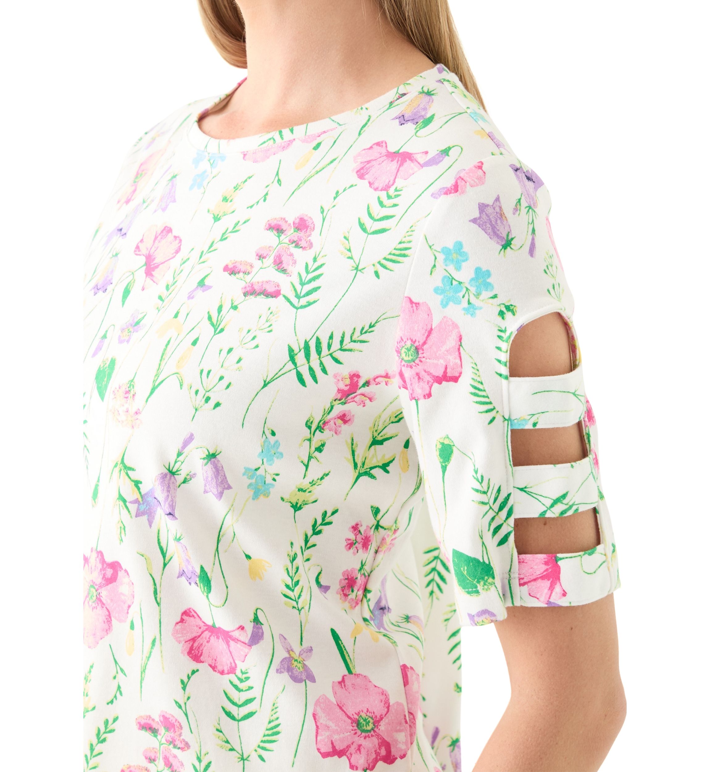 Petite Short Sleeve Floral Print Cotton T-Shirt 