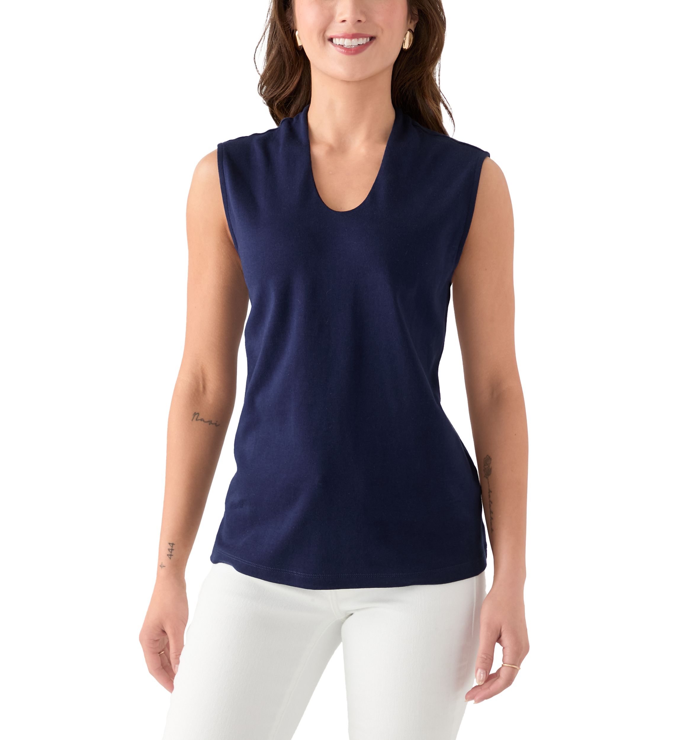 Petite Sleeveless V-Neck Shell Tank