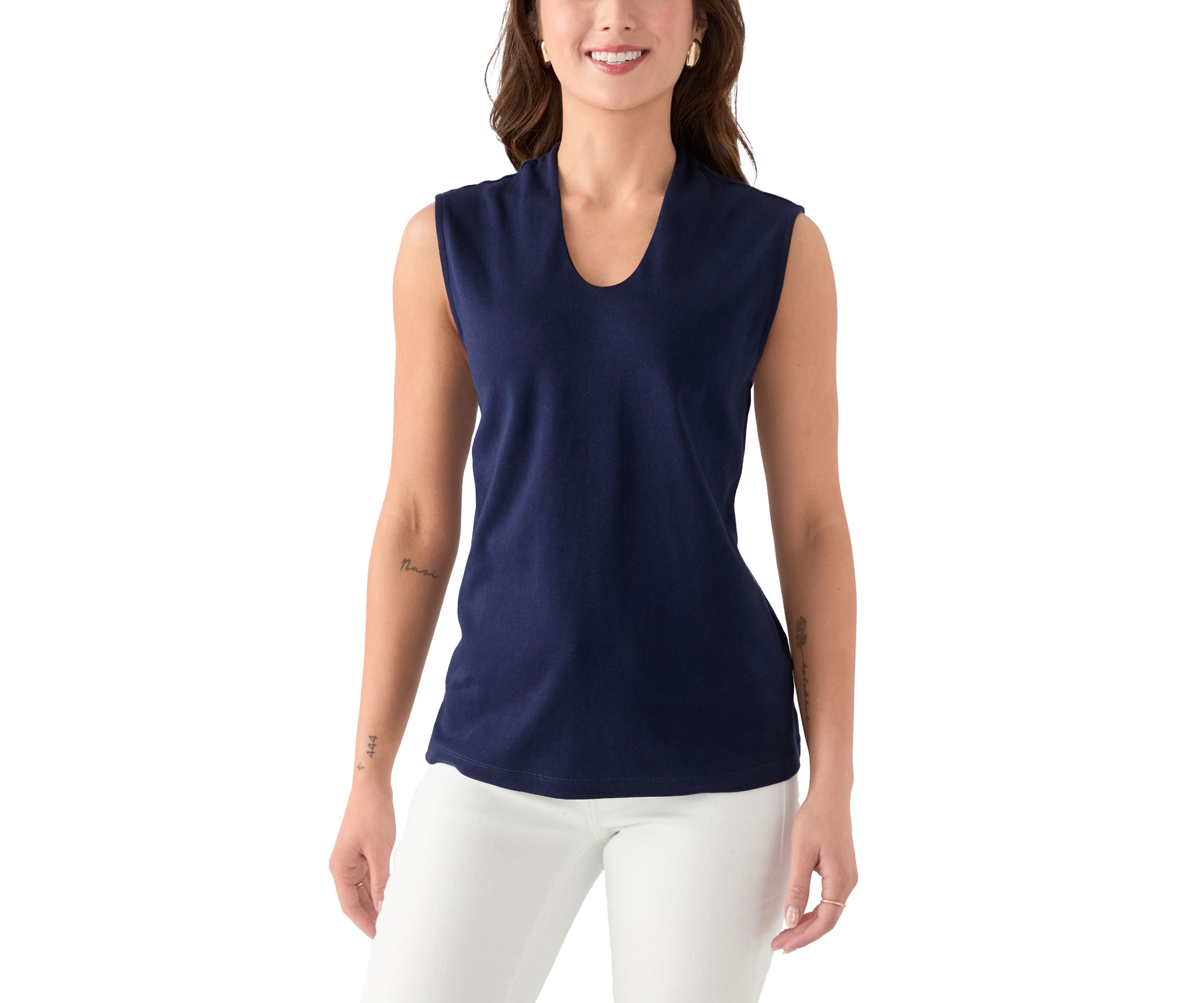 Petite Sleeveless V-Neck Shell Tank