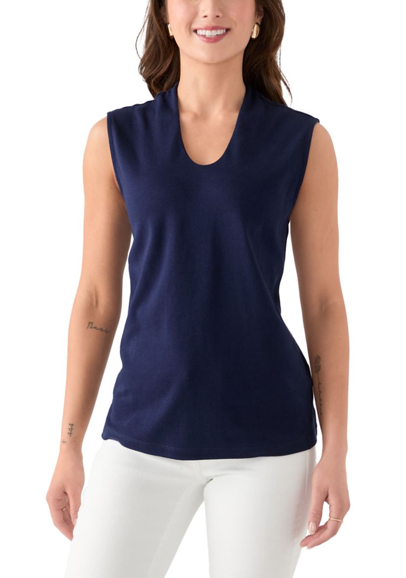 Petite Sleeveless V-Neck Shell Tank