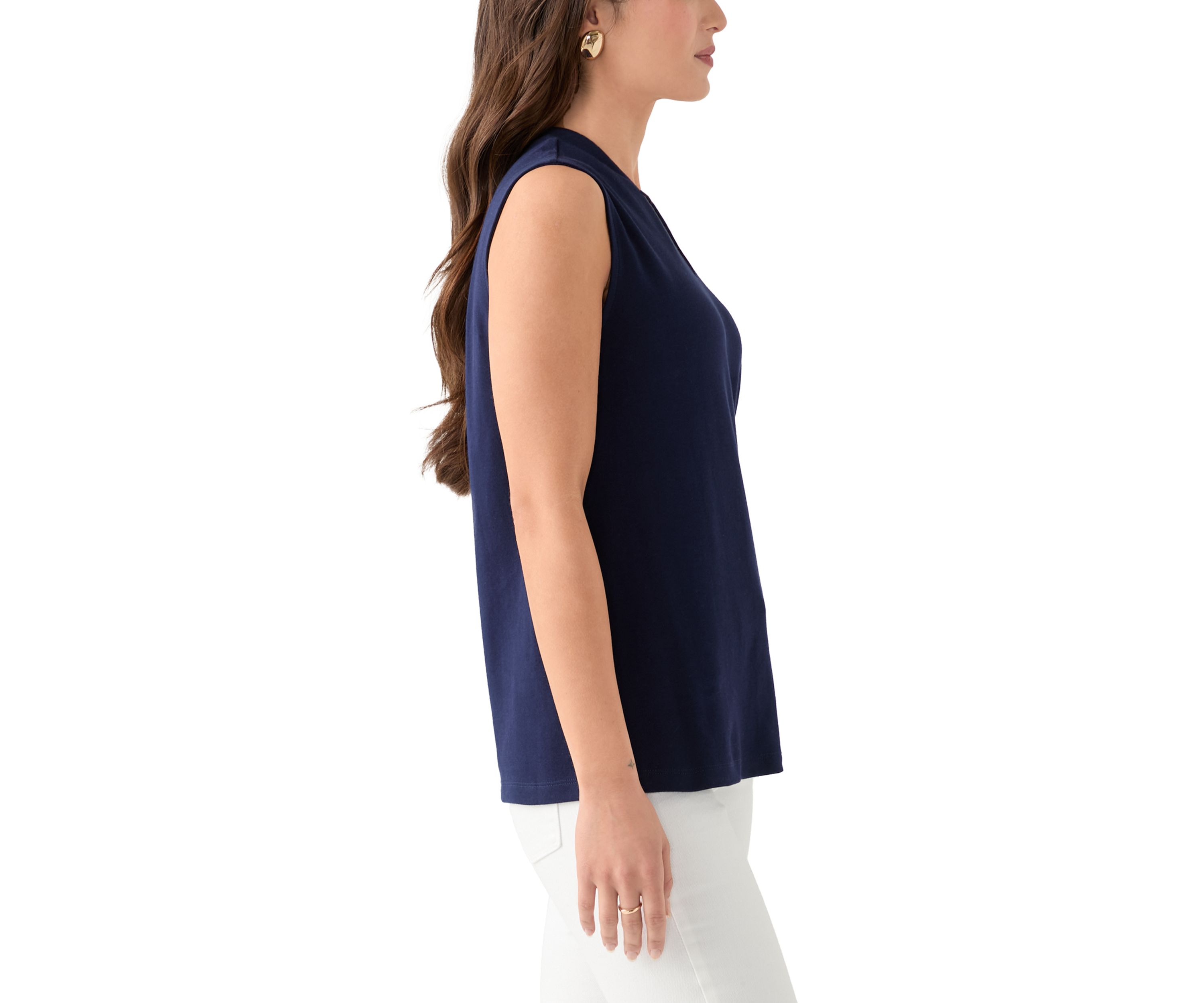 Petite Sleeveless V-Neck Shell Tank