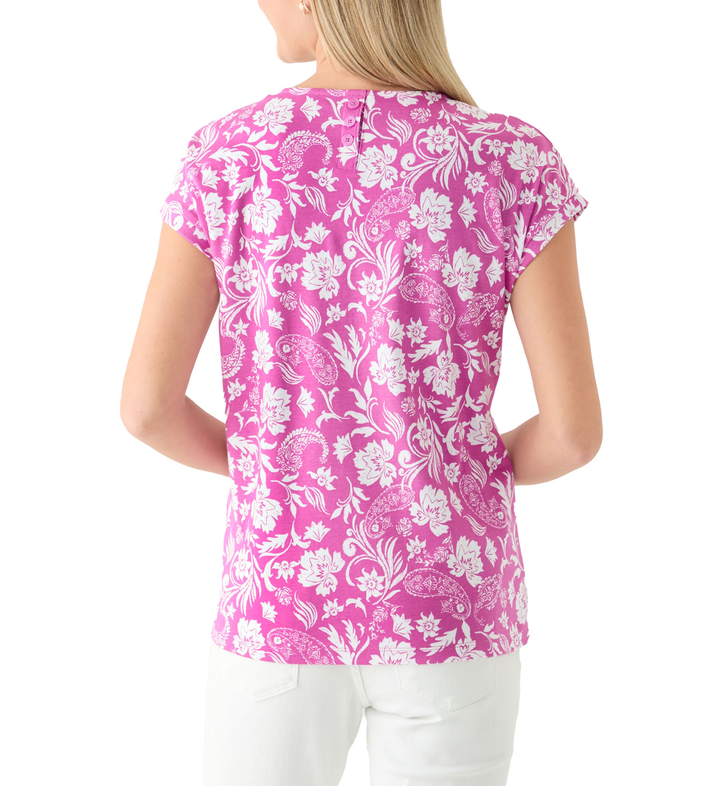  Short Drop Shoulder Floral Cotton T-Shirt 