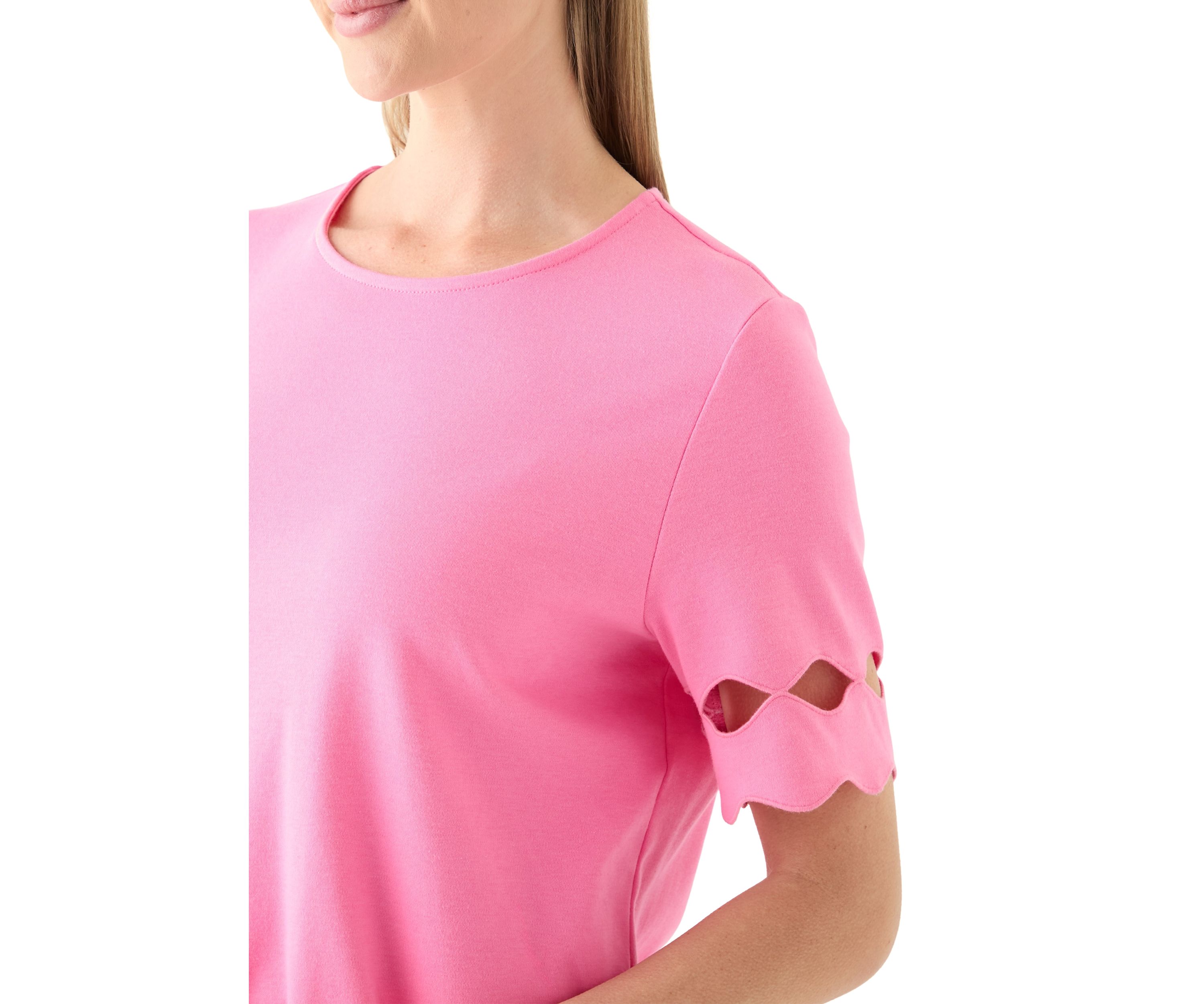 Petite Elbow Cutout Sleeve Cotton T-Shirt 