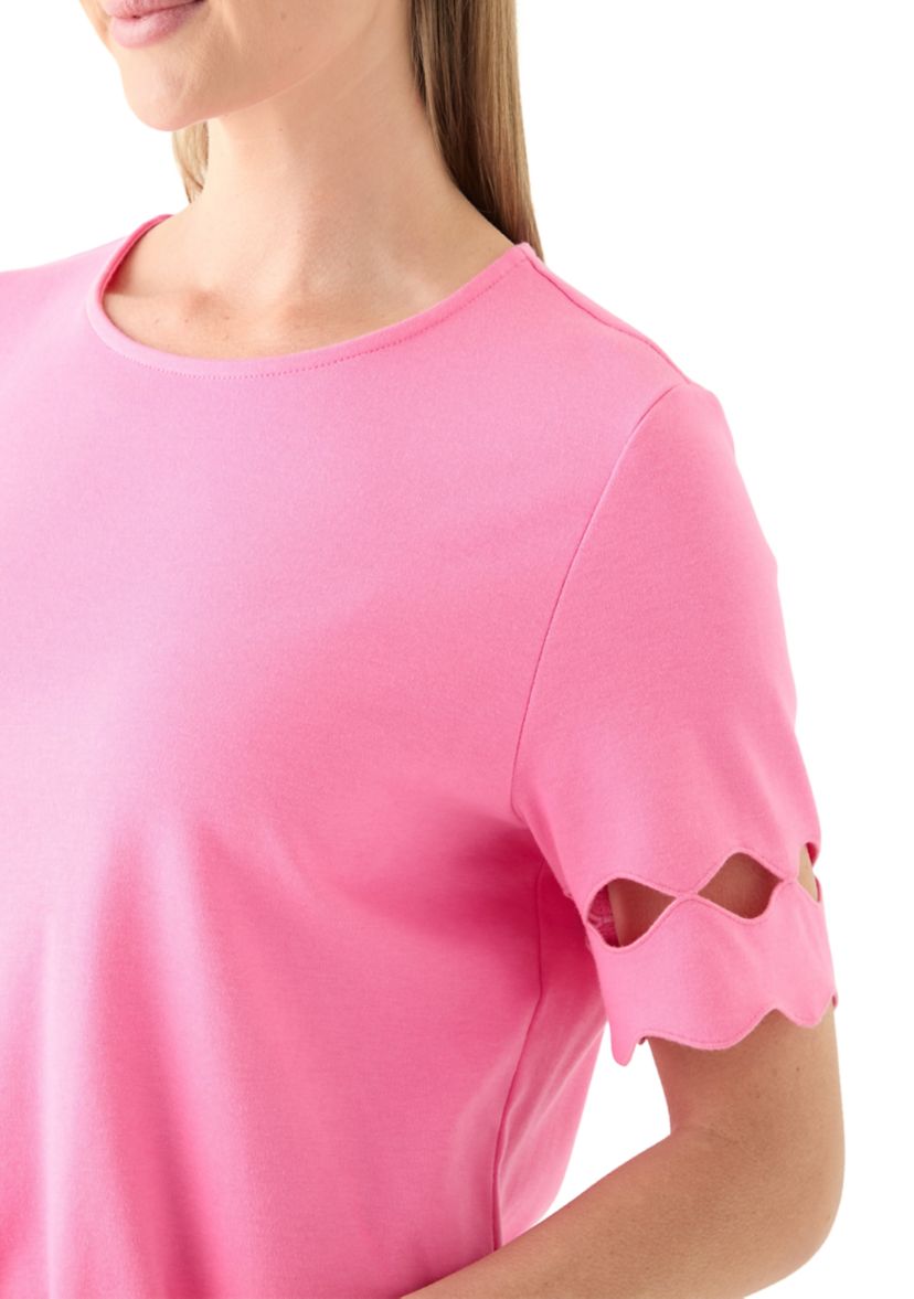 Petite Elbow Cutout Sleeve Cotton T-Shirt 