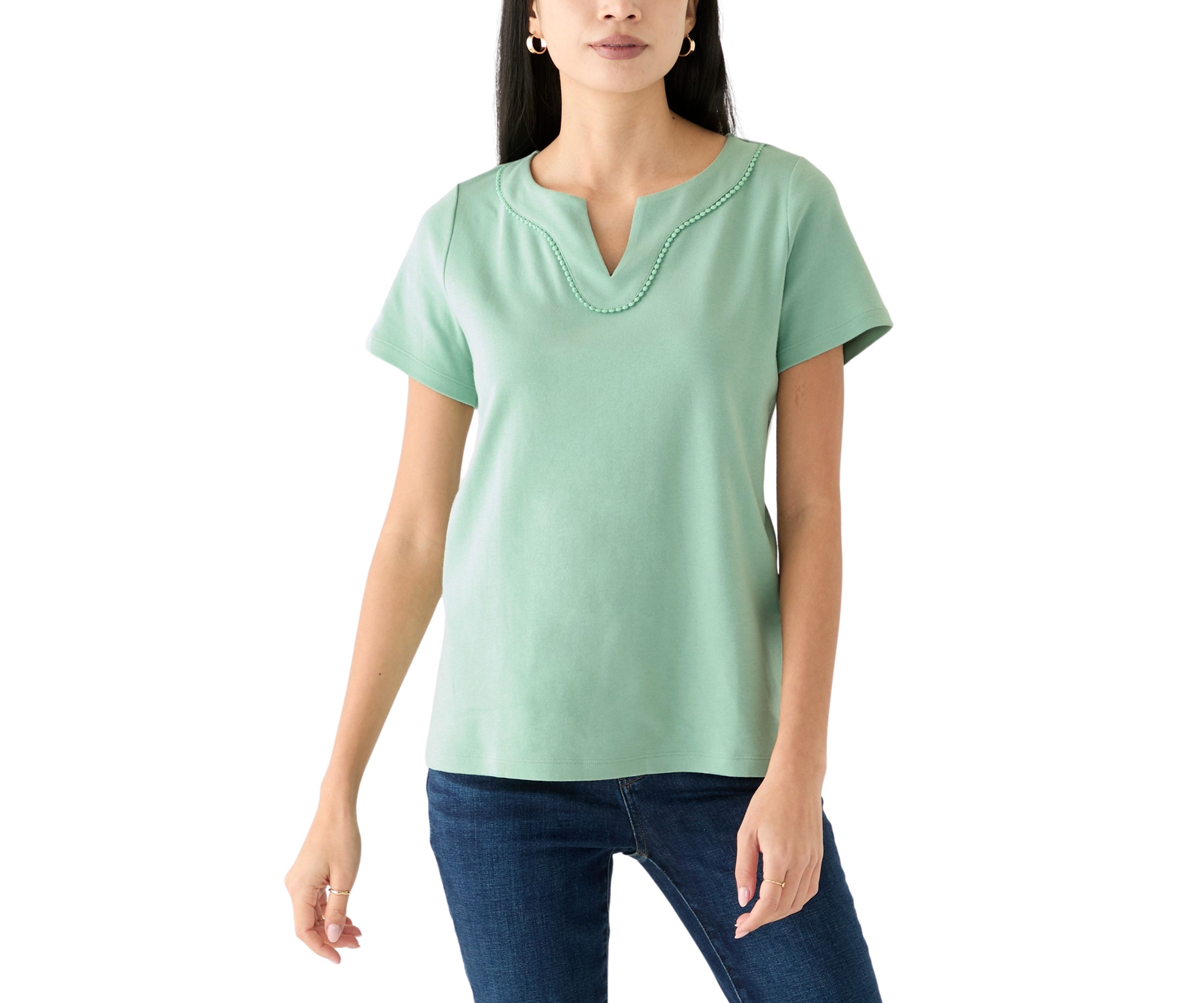 Petite Crochet Trim T-Shirt 