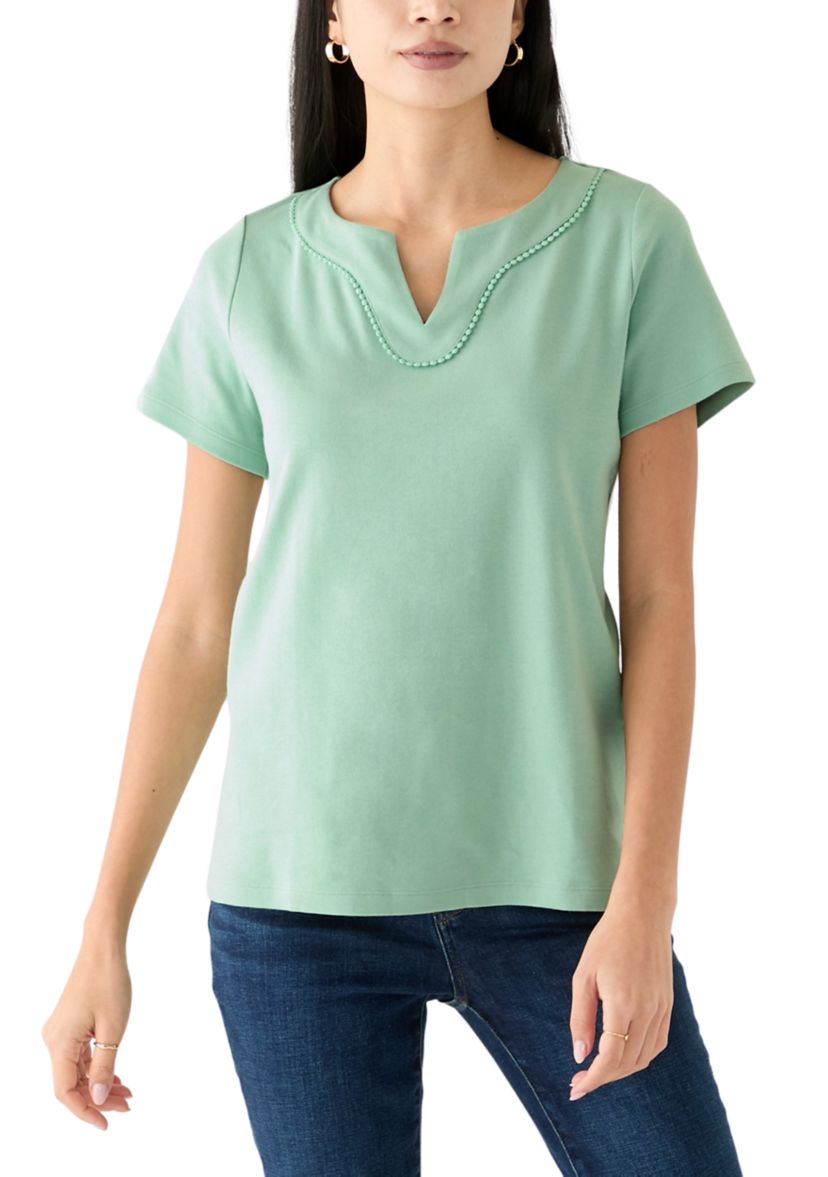 Petite Crochet Trim T-Shirt 