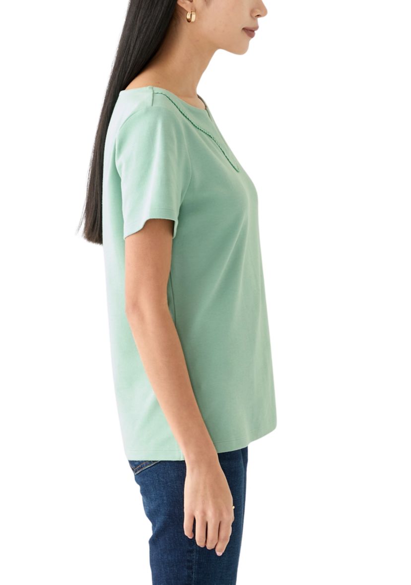 Petite Crochet Trim T-Shirt 
