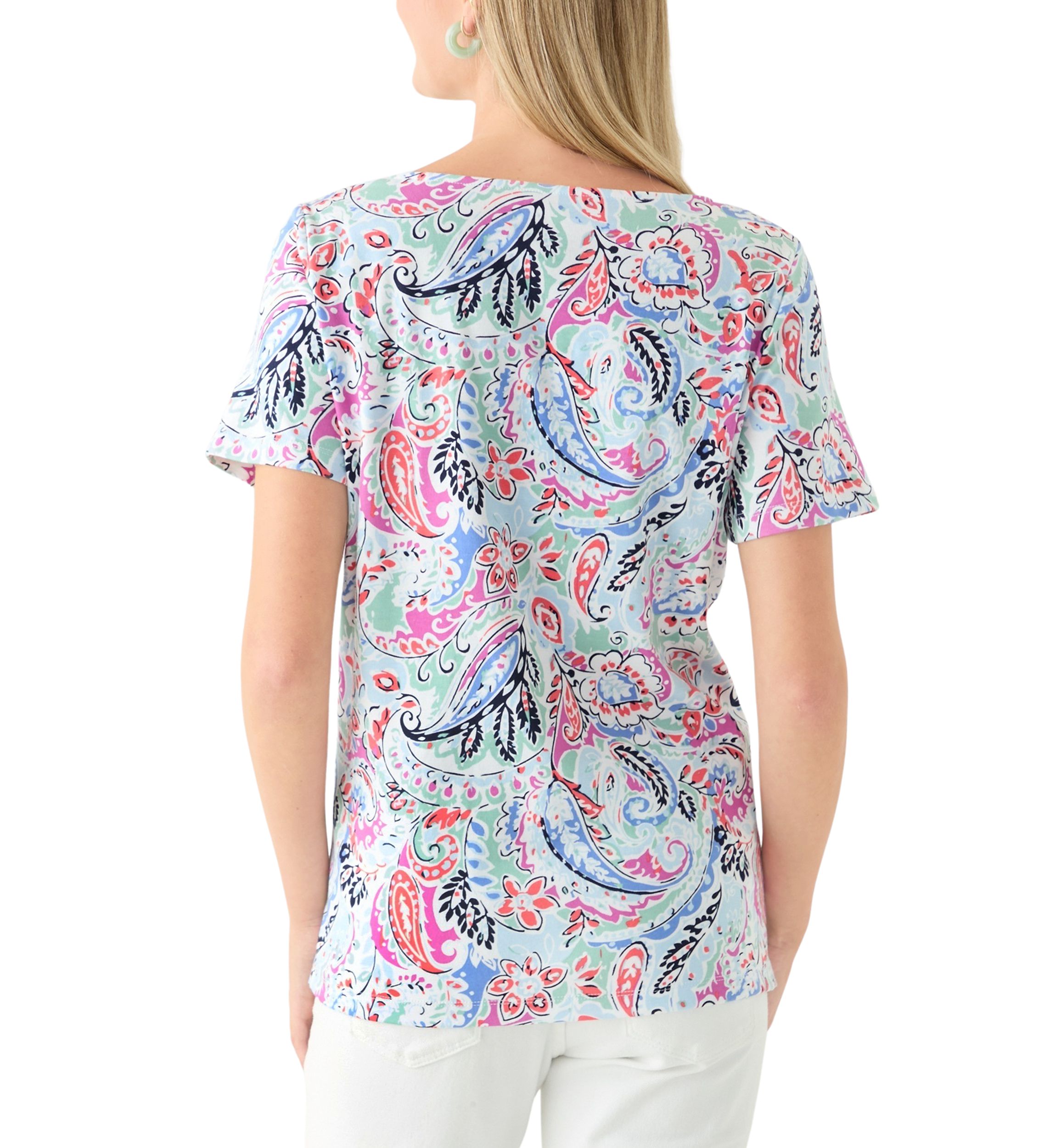 Petite Crochet Trim Printed T-Shirt 