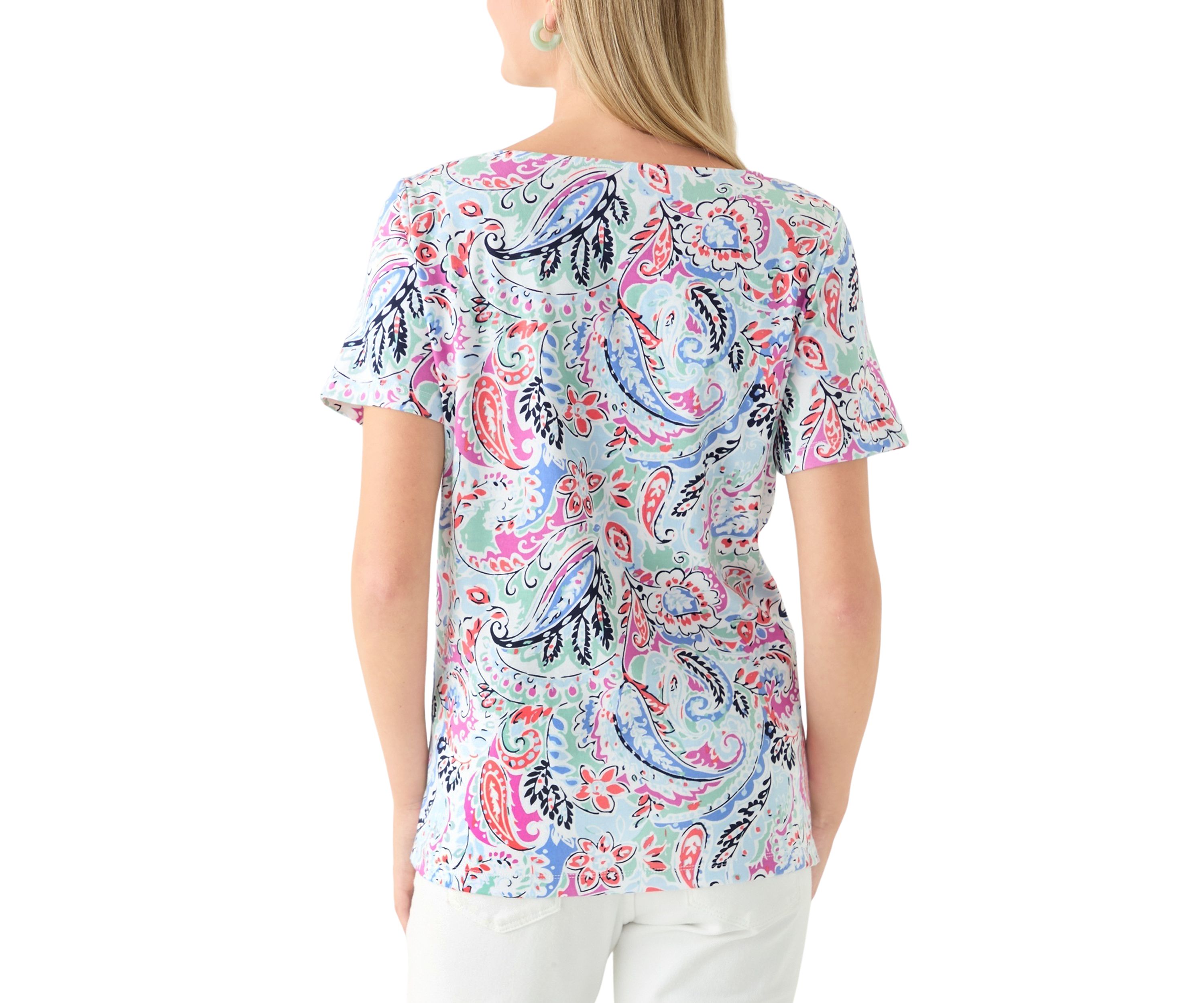 Petite Crochet Trim Printed T-Shirt 