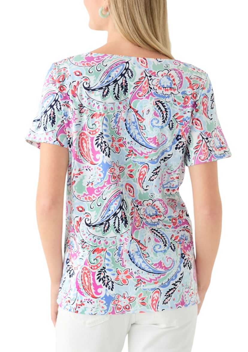 Petite Crochet Trim Printed T-Shirt 