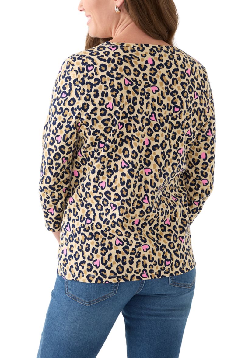 Petite Three-Quarter Sleeve Printed Top