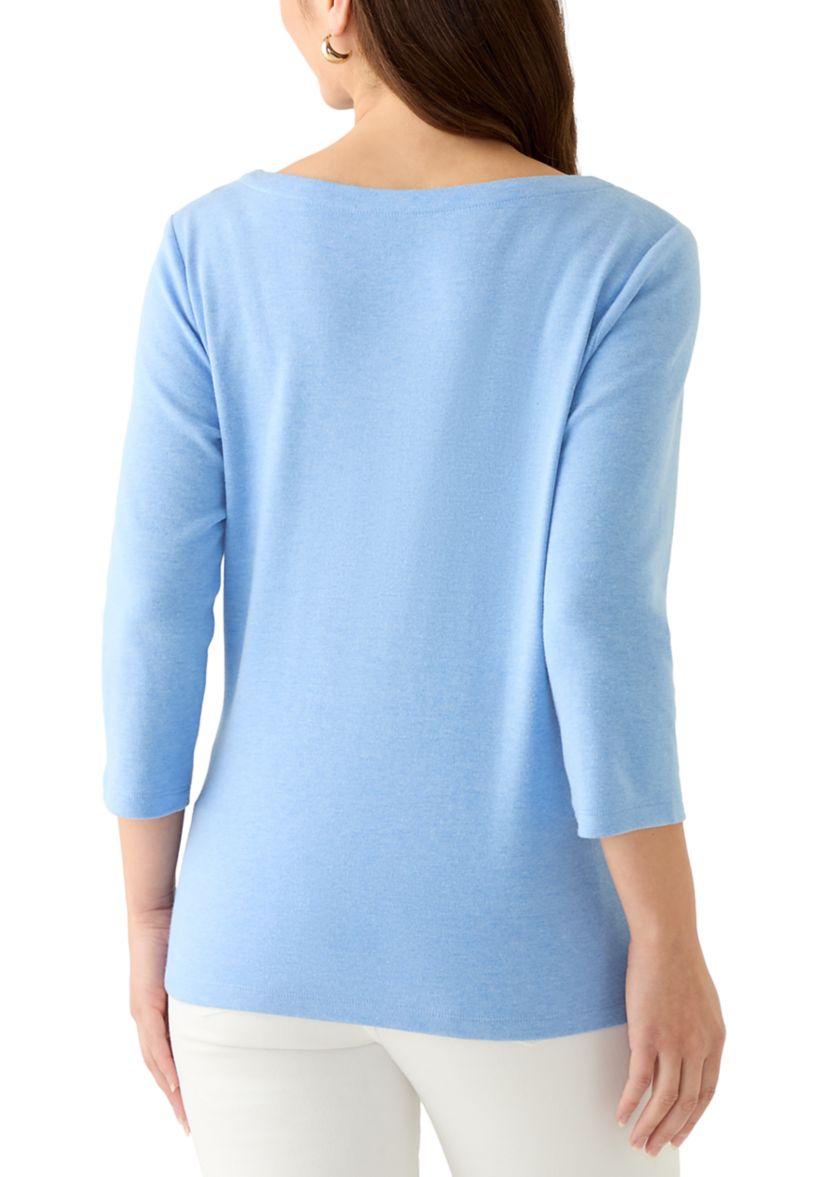 Petite Three Quarter Split Neck T-Shirt