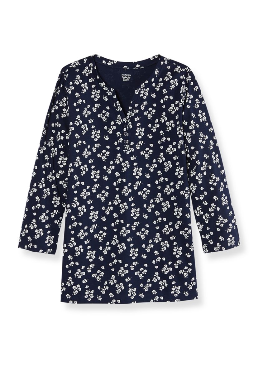 Womens 3/4 Sleeve Henley Neck Top