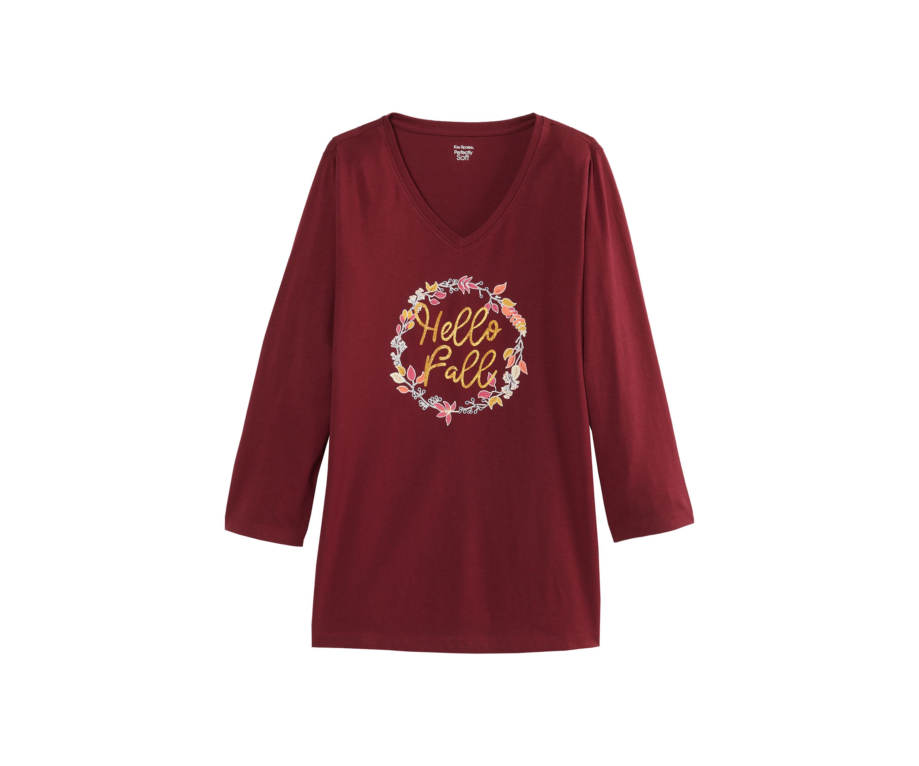 Womens 3/4 Sleeve Hello Fall Shirt