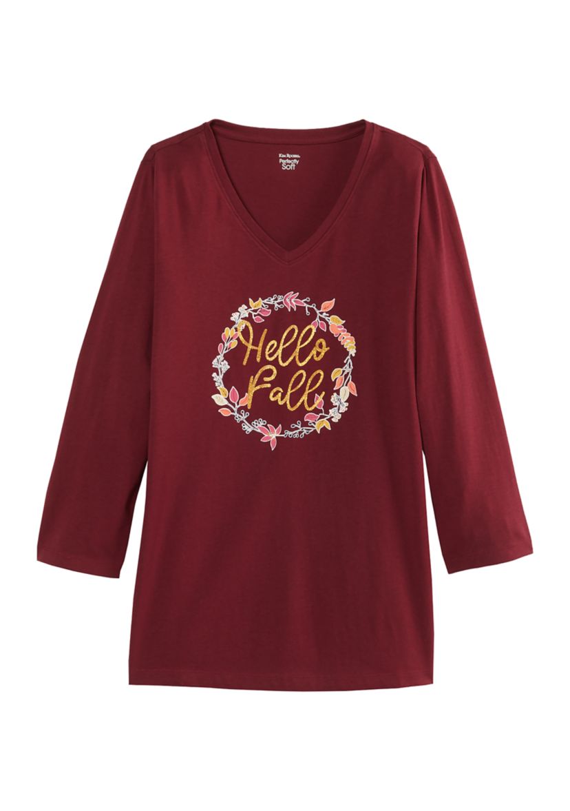 Womens 3/4 Sleeve Hello Fall Shirt