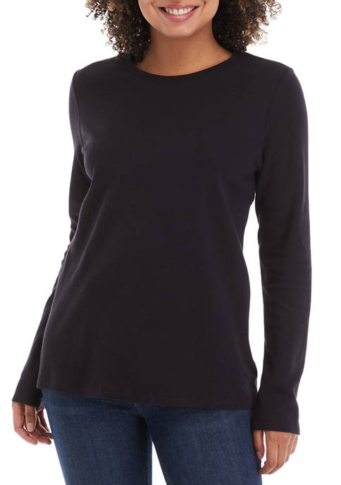 Kim Rogers® Womens Long Sleeve Crew Neck T-Shirt