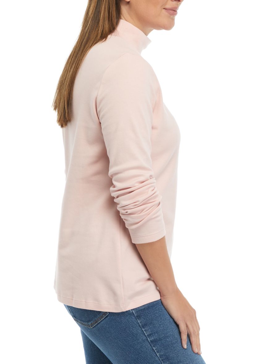 Womens Long Sleeve Mock Neck Top