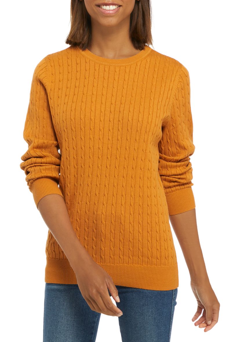 Womens Long Sleeve Cable Knit Sweater 