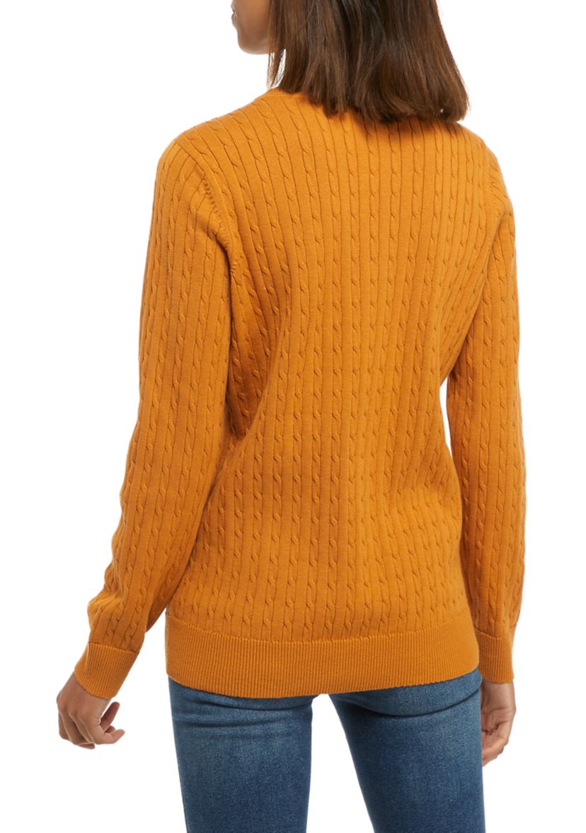 Womens Long Sleeve Cable Knit Sweater 