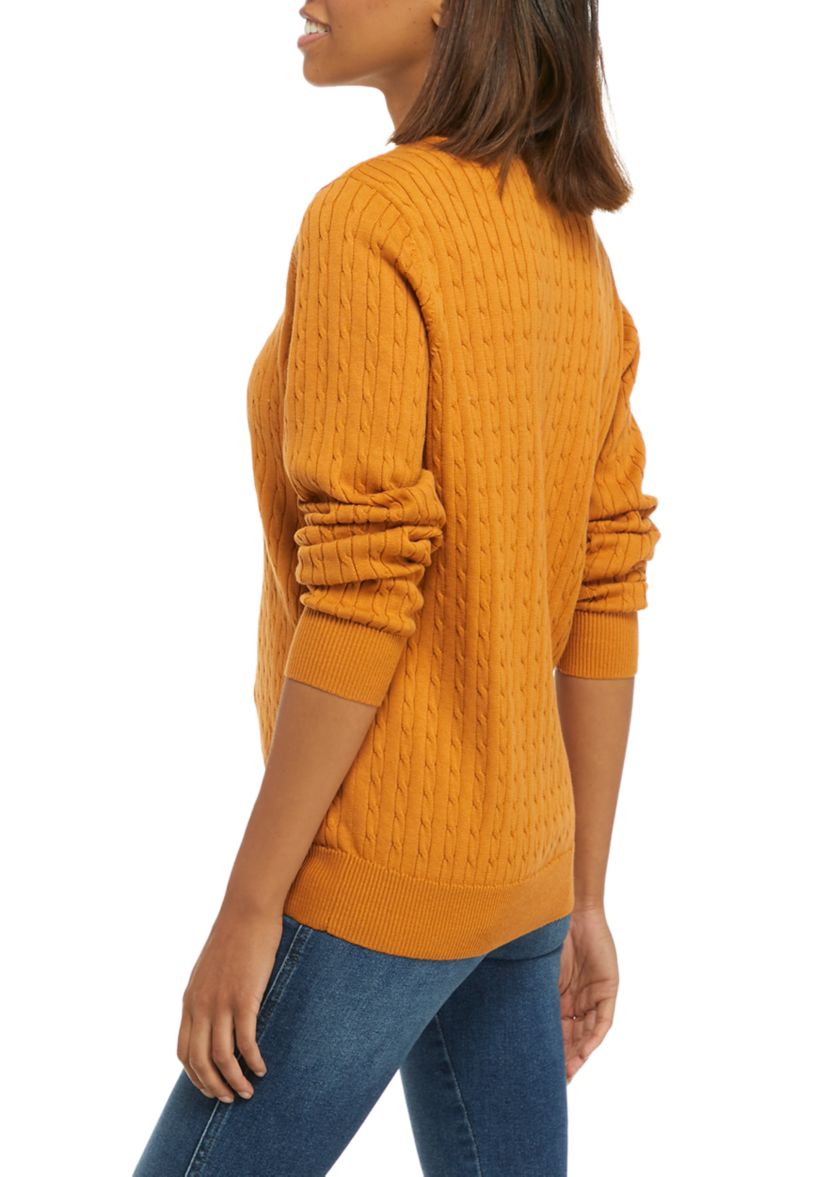 Womens Long Sleeve Cable Knit Sweater 