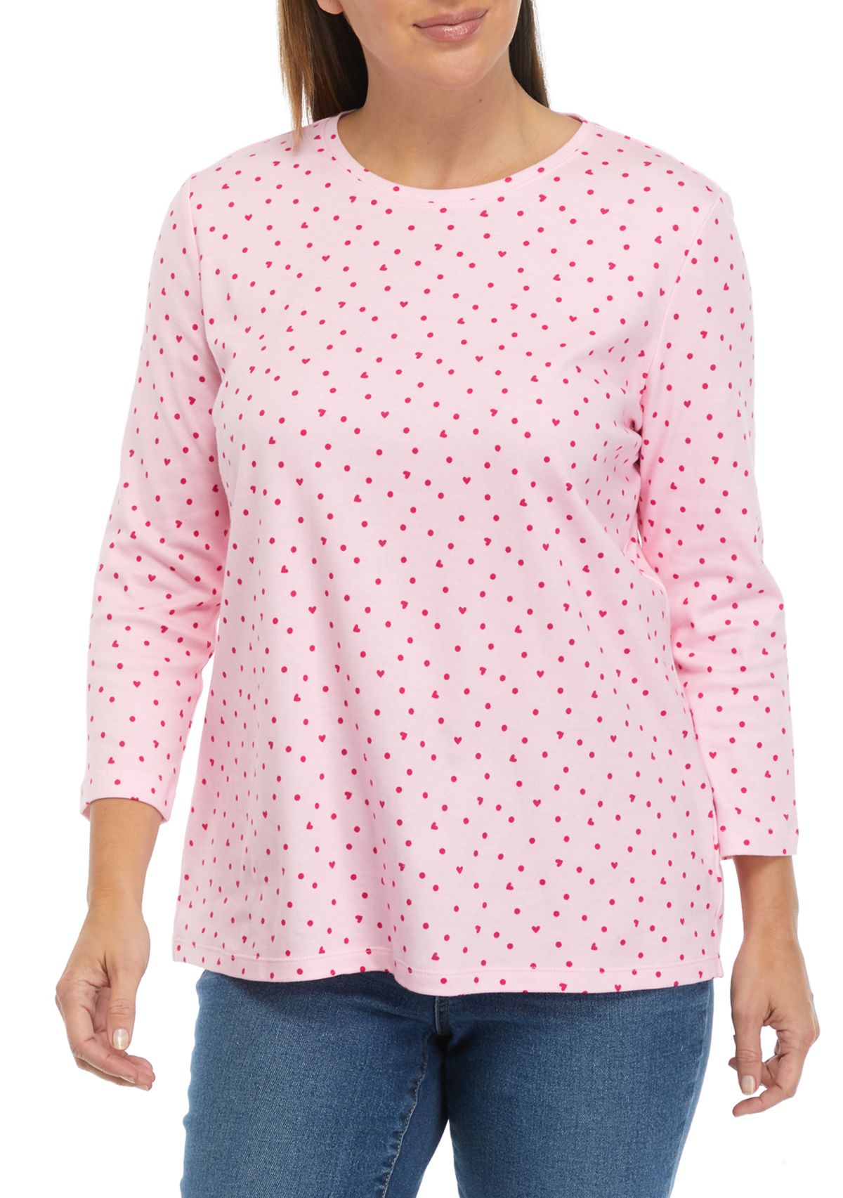 Womens Perfectly Soft 3/4 Sleeve Crew Neck Top