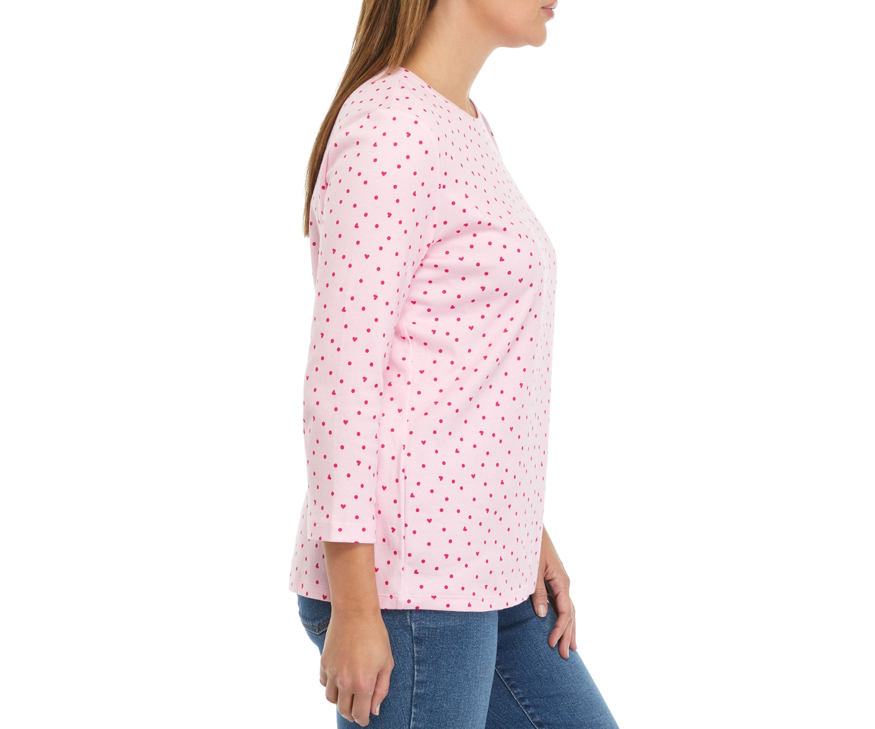 Womens Perfectly Soft 3/4 Sleeve Crew Neck Top