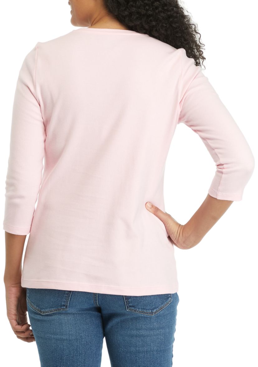 Womens Perfectly Soft 3/4 Sleeve Graphic T-Shirt 