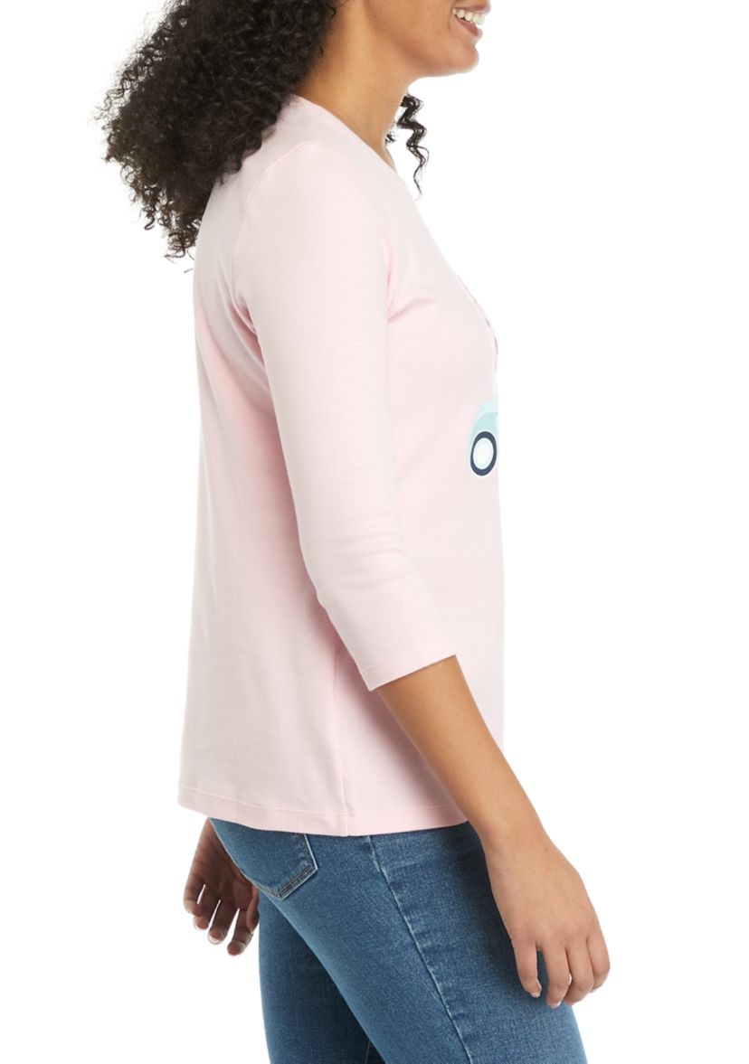 Womens Perfectly Soft 3/4 Sleeve Graphic T-Shirt 