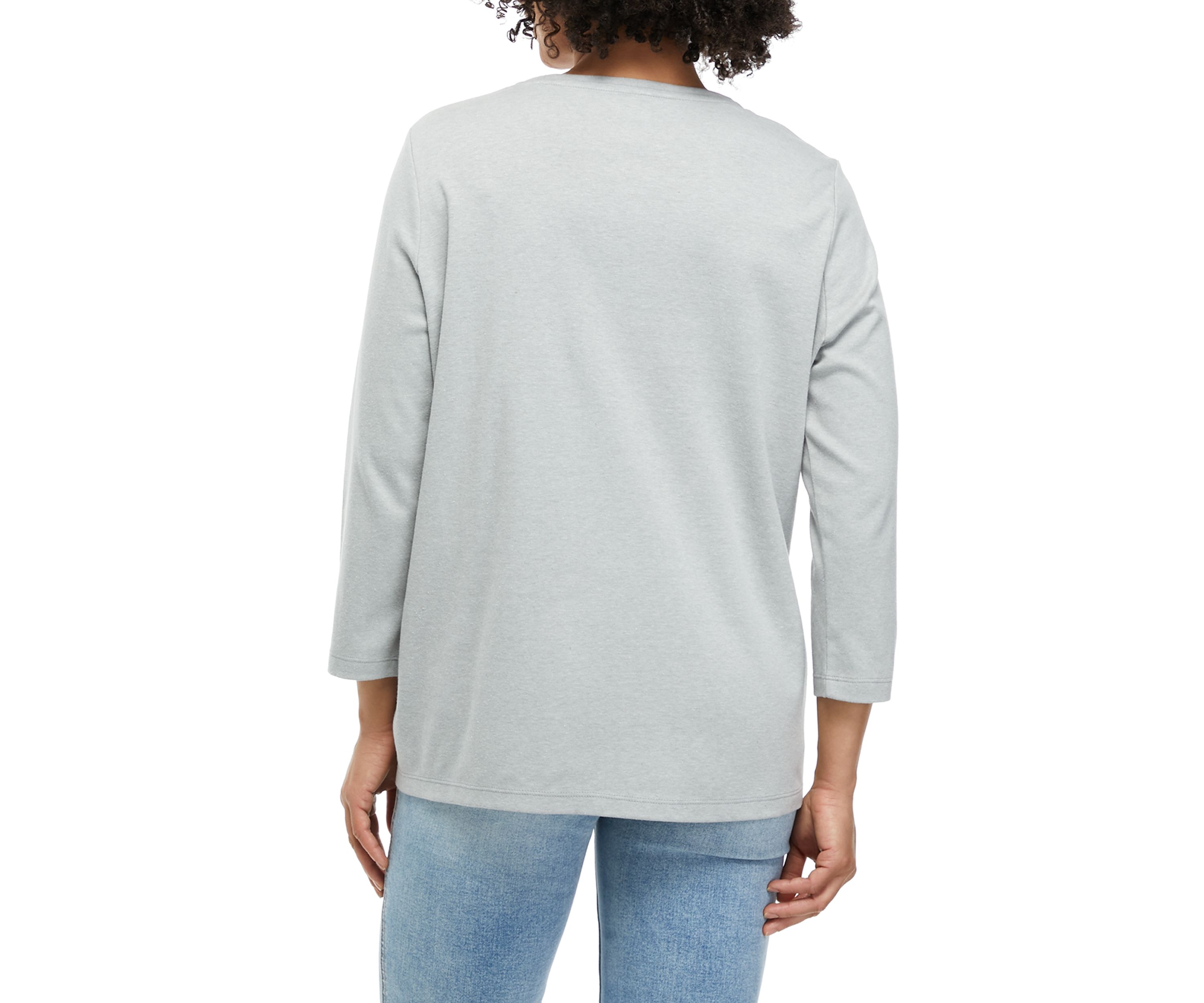 Womens Perfectly Soft 3/4 Sleeve Crew Neck Graphic T-Shirt