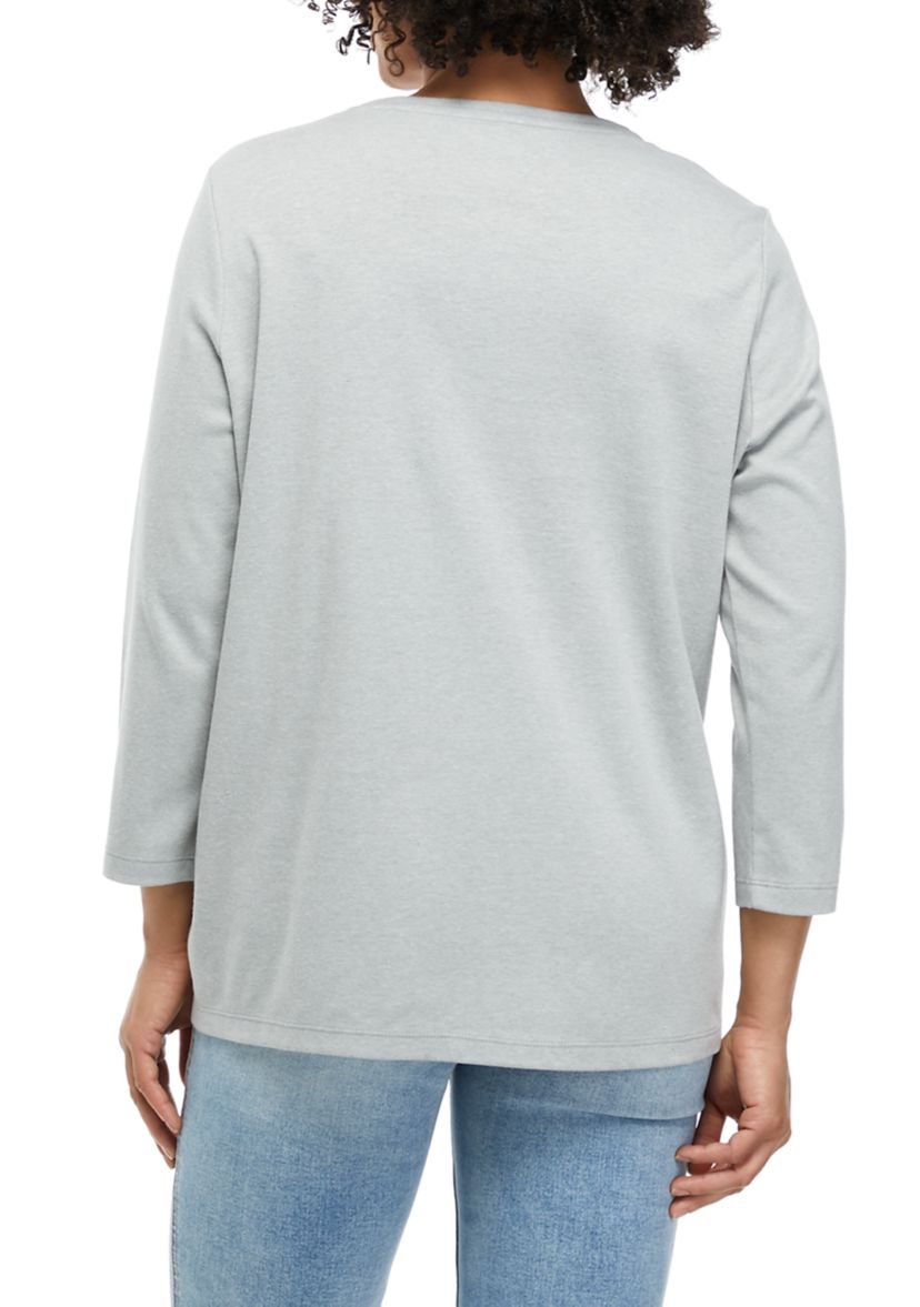 Womens Perfectly Soft 3/4 Sleeve Crew Neck Graphic T-Shirt