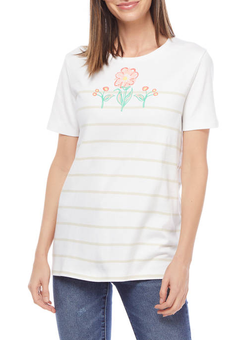 Kim Rogers® Womens Short Sleeve Graphic T-Shirt
