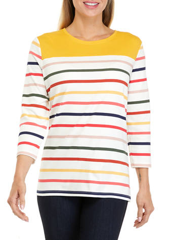 Kim Rogers® Women's 3/4 Sleeve Color Block Yoke T-Shirt | belk