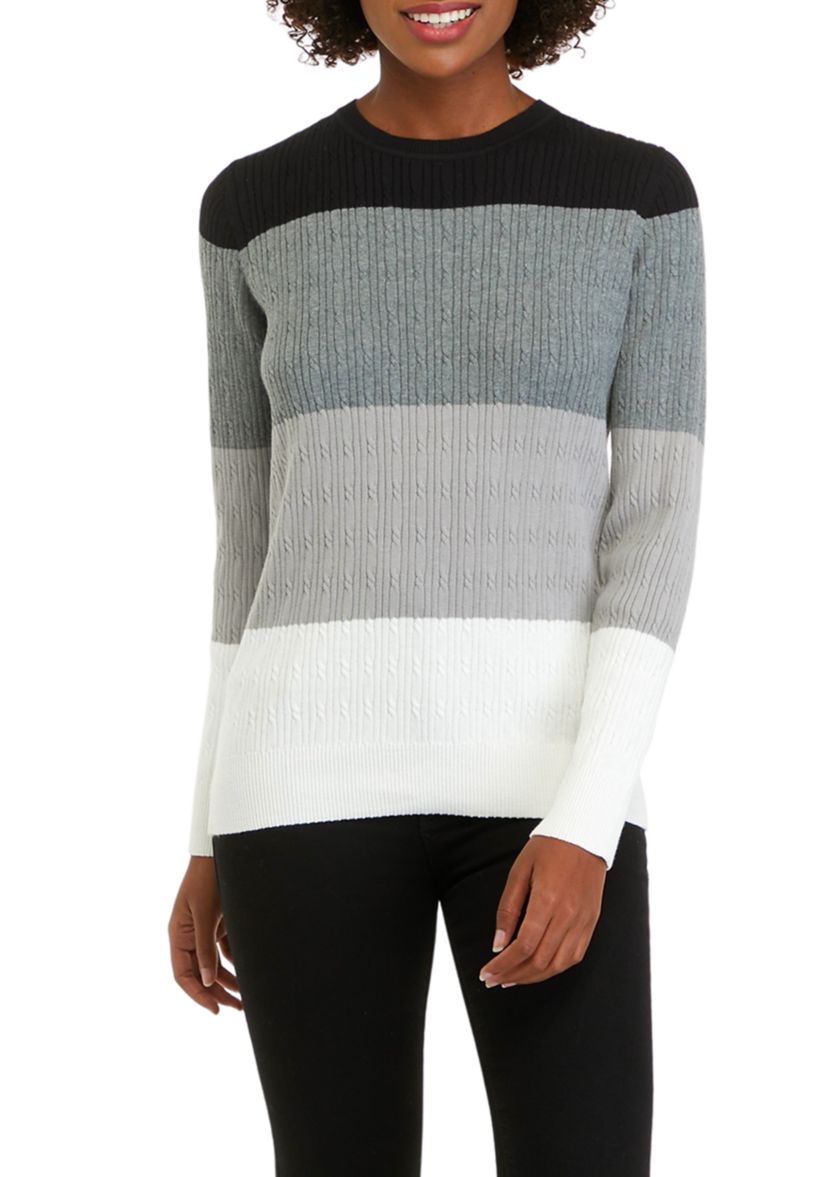 Womens Color Block Stripe Sweater 