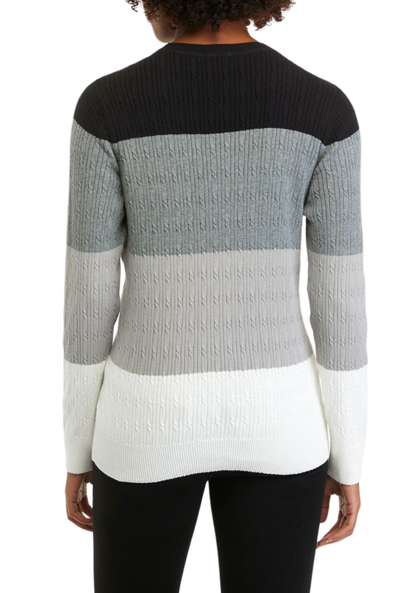 Womens Color Block Stripe Sweater 