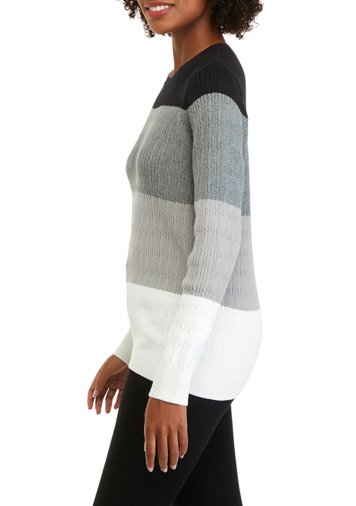 Womens Color Block Stripe Sweater 