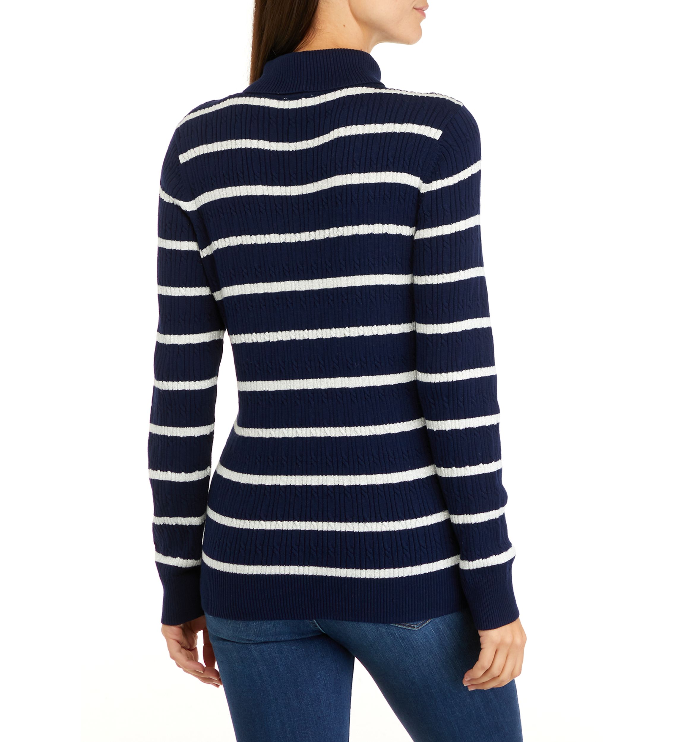 Womens Long Sleeve Cable Turtleneck Sweater