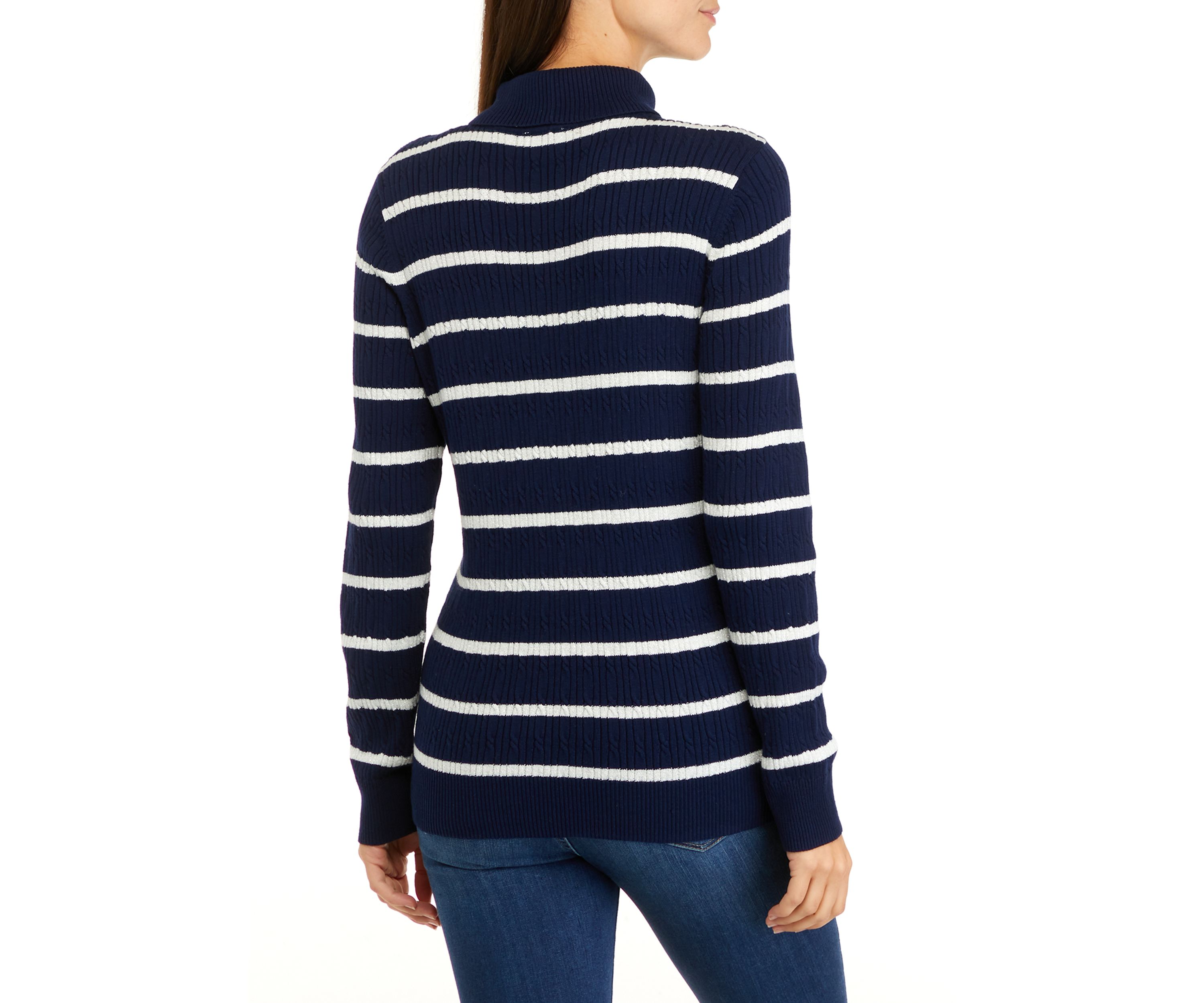 Womens Long Sleeve Cable Turtleneck Sweater