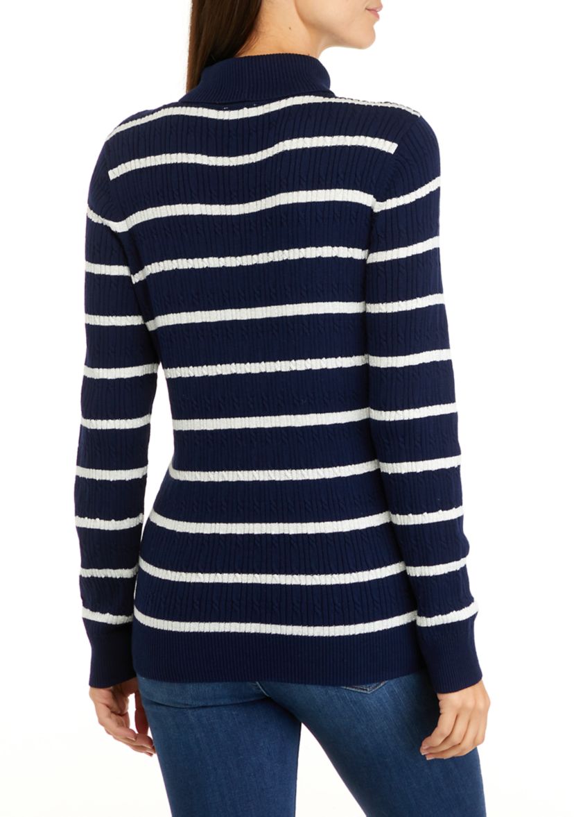 Womens Long Sleeve Cable Turtleneck Sweater