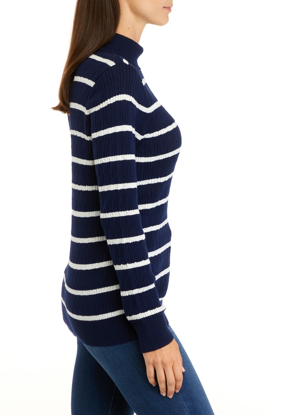 Womens Long Sleeve Cable Turtleneck Sweater