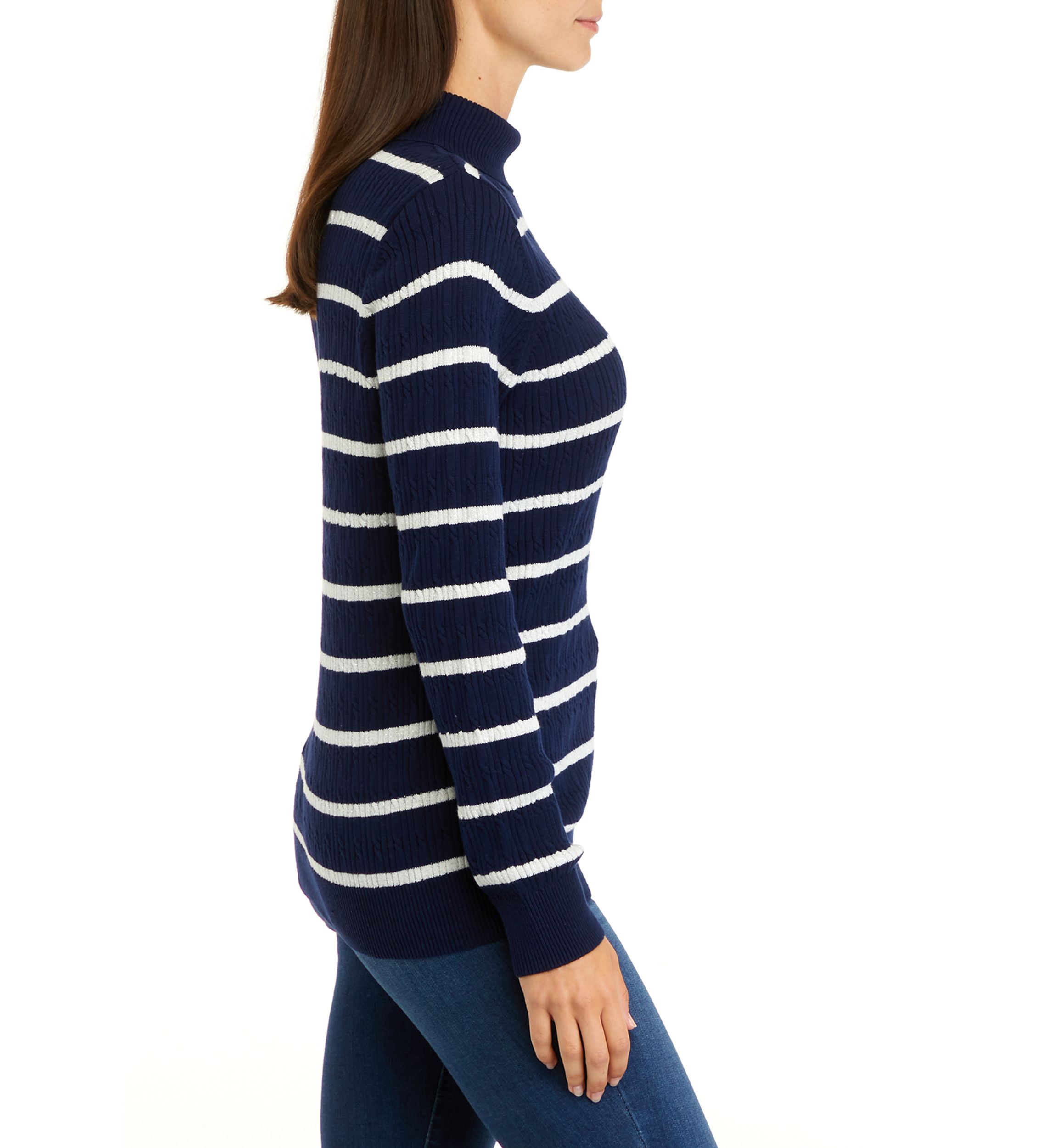 Womens Long Sleeve Cable Turtleneck Sweater