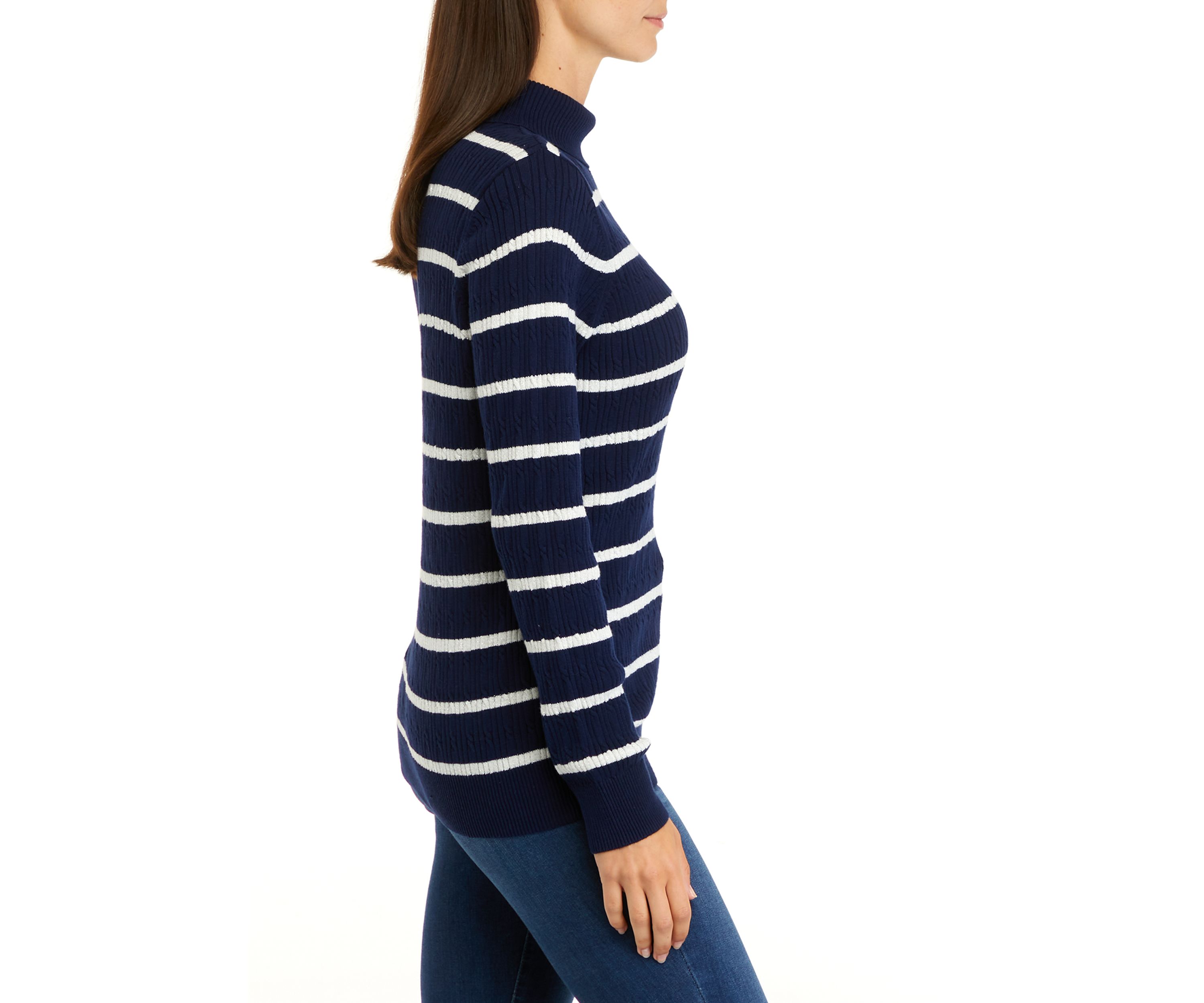 Womens Long Sleeve Cable Turtleneck Sweater